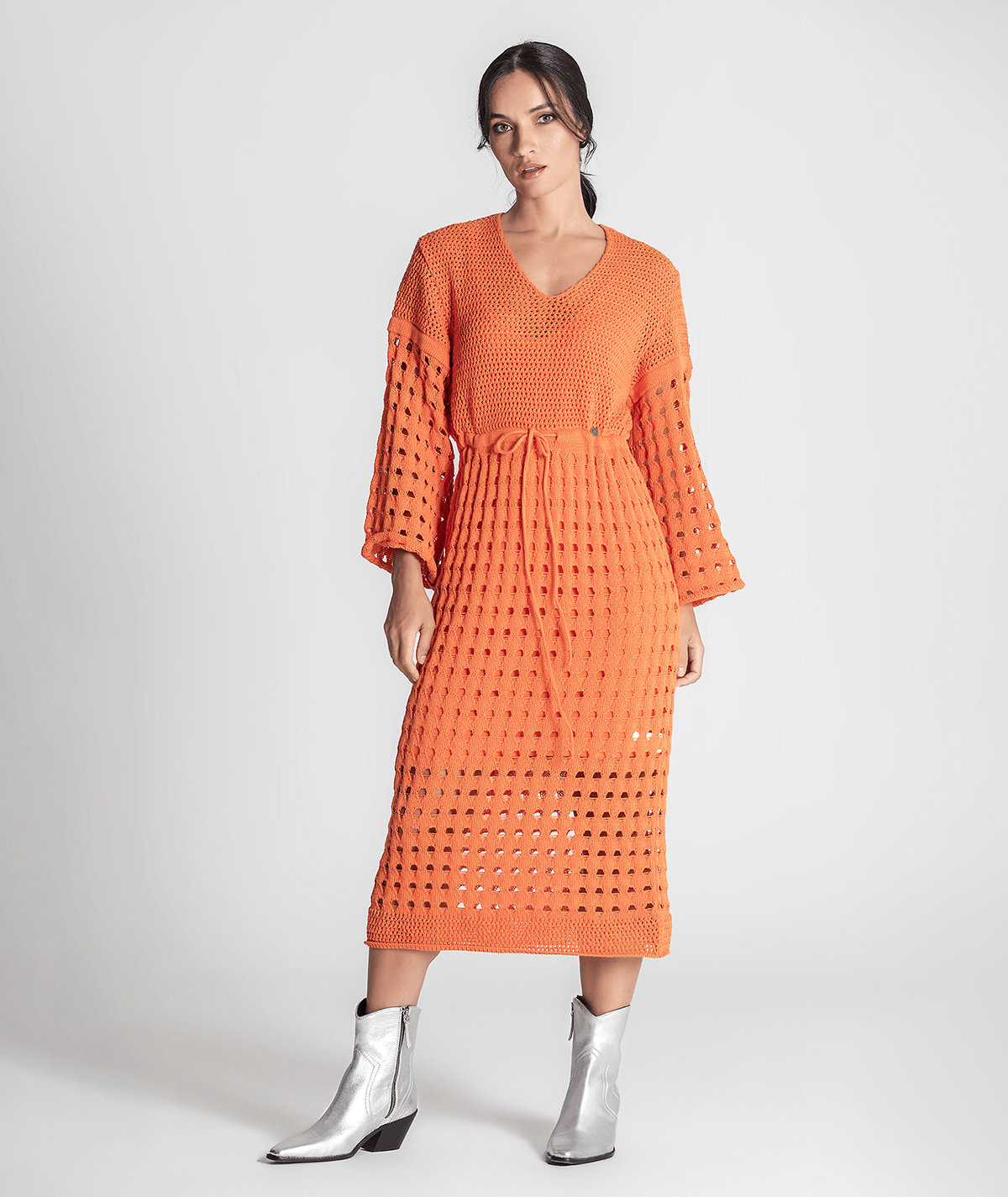 Vestido perfurado com cordão 3291
