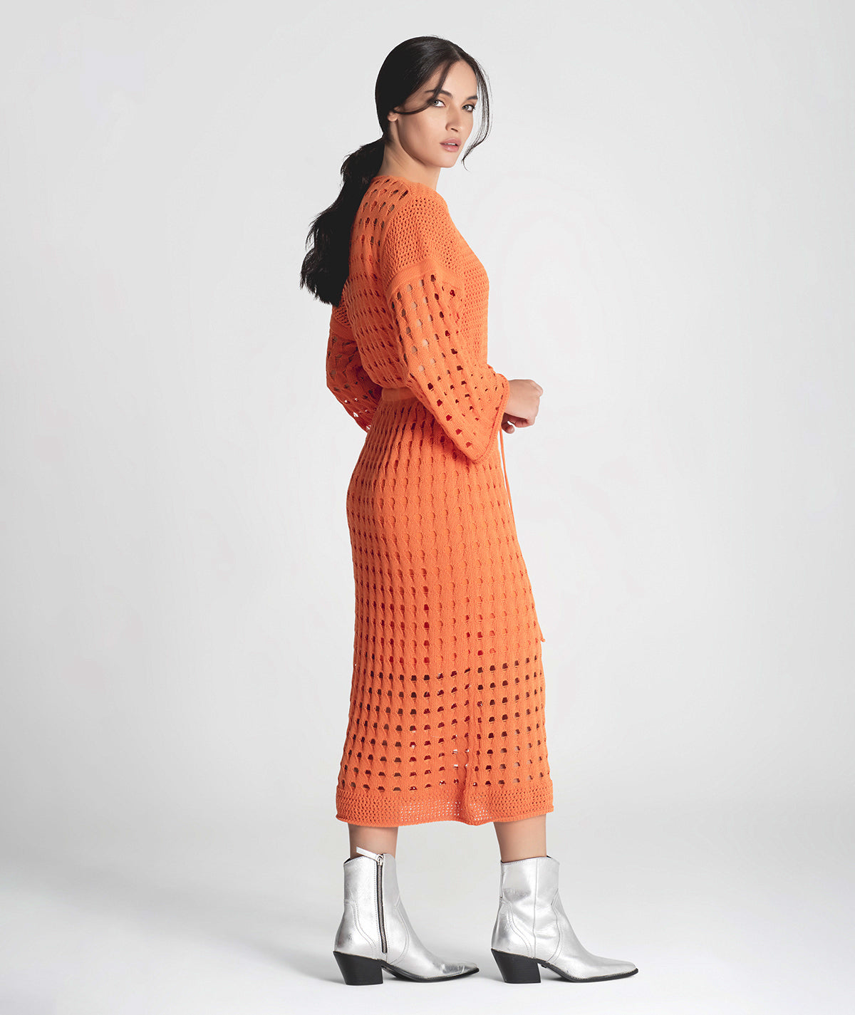 Vestido perfurado com cordão 3291