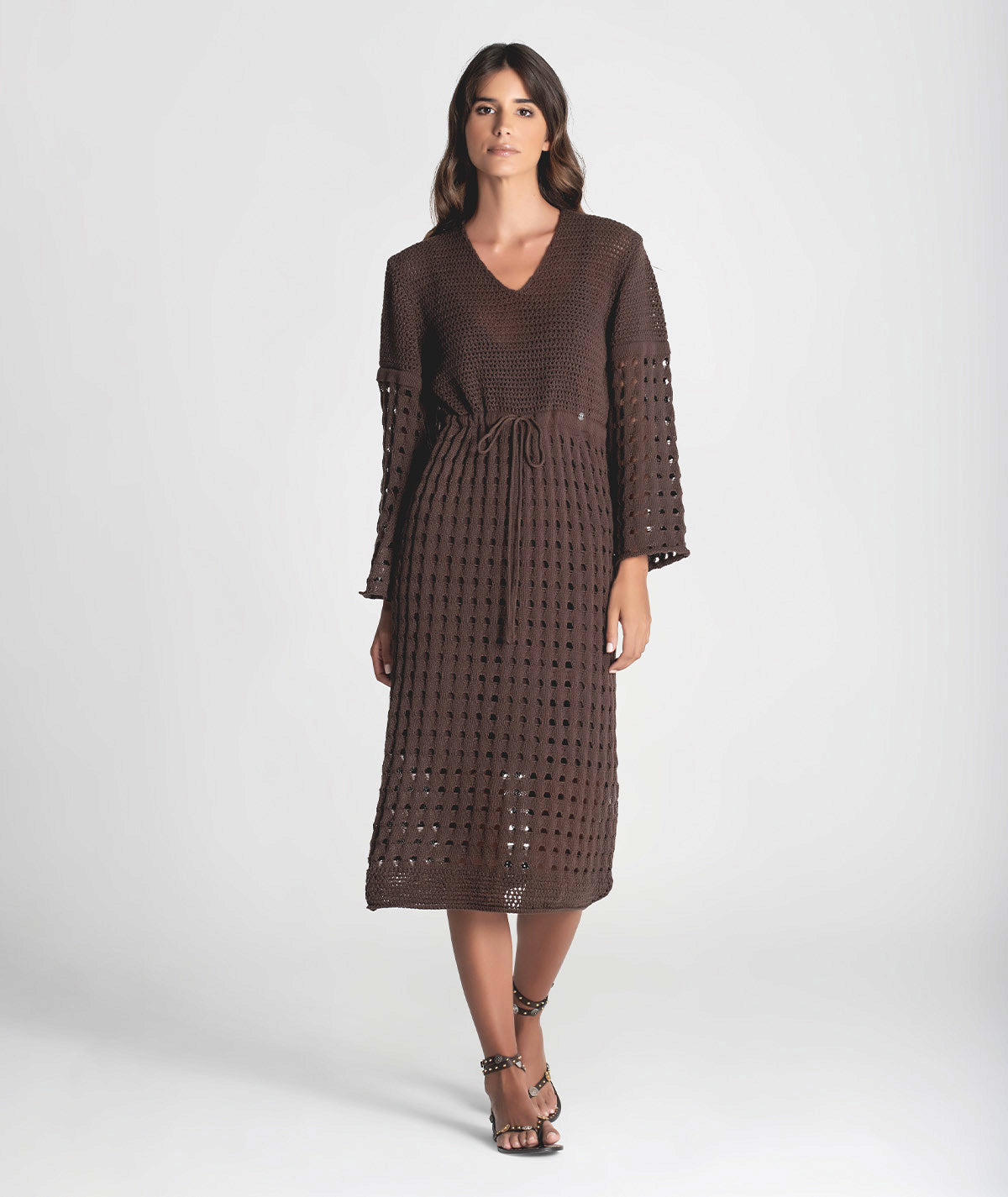 Vestido perfurado com cordão 3291