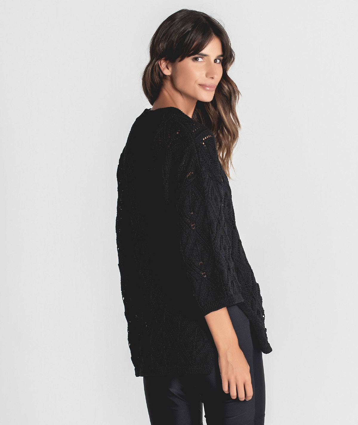 Perforated sweater with drawstring 3295