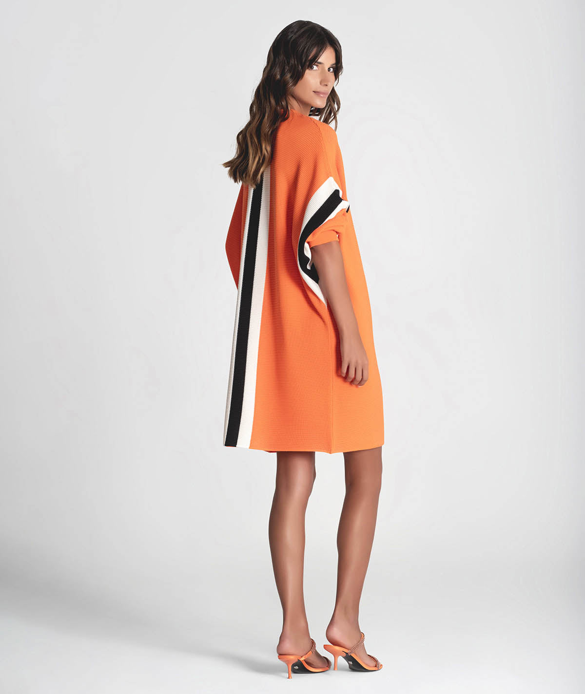 Vestido canelado com risca na frente 3324