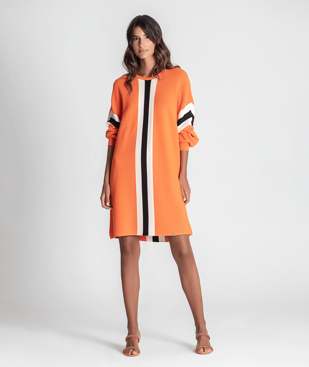 Vestido canelado com risca na frente 3324