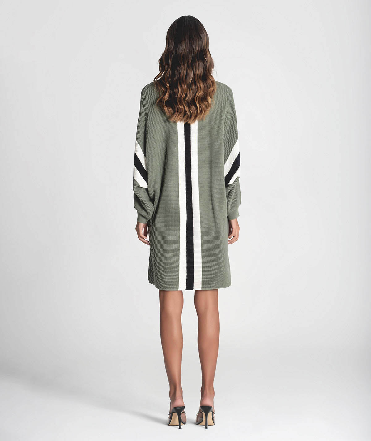 Vestido canelado com risca na frente 3324