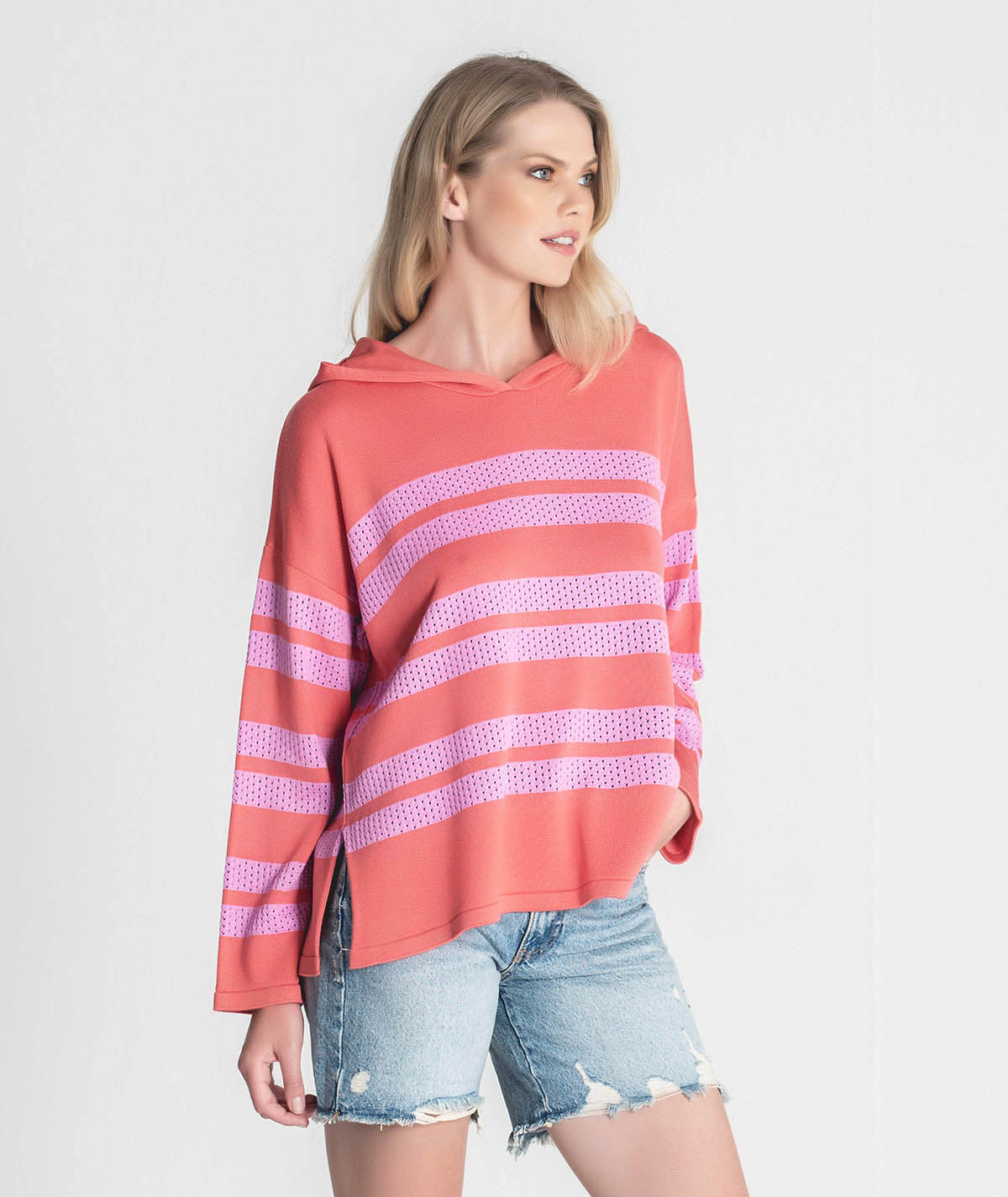 Striped perforated sweater 3329