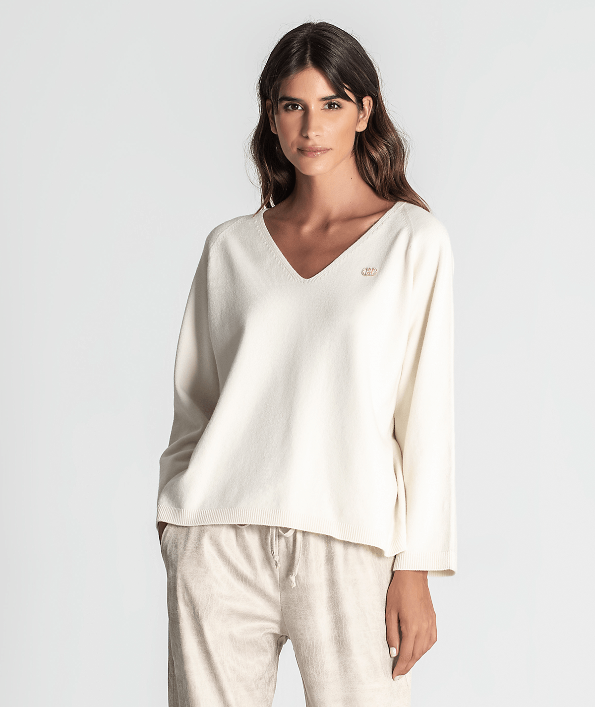 Camisola decote em v com detalhe 3330