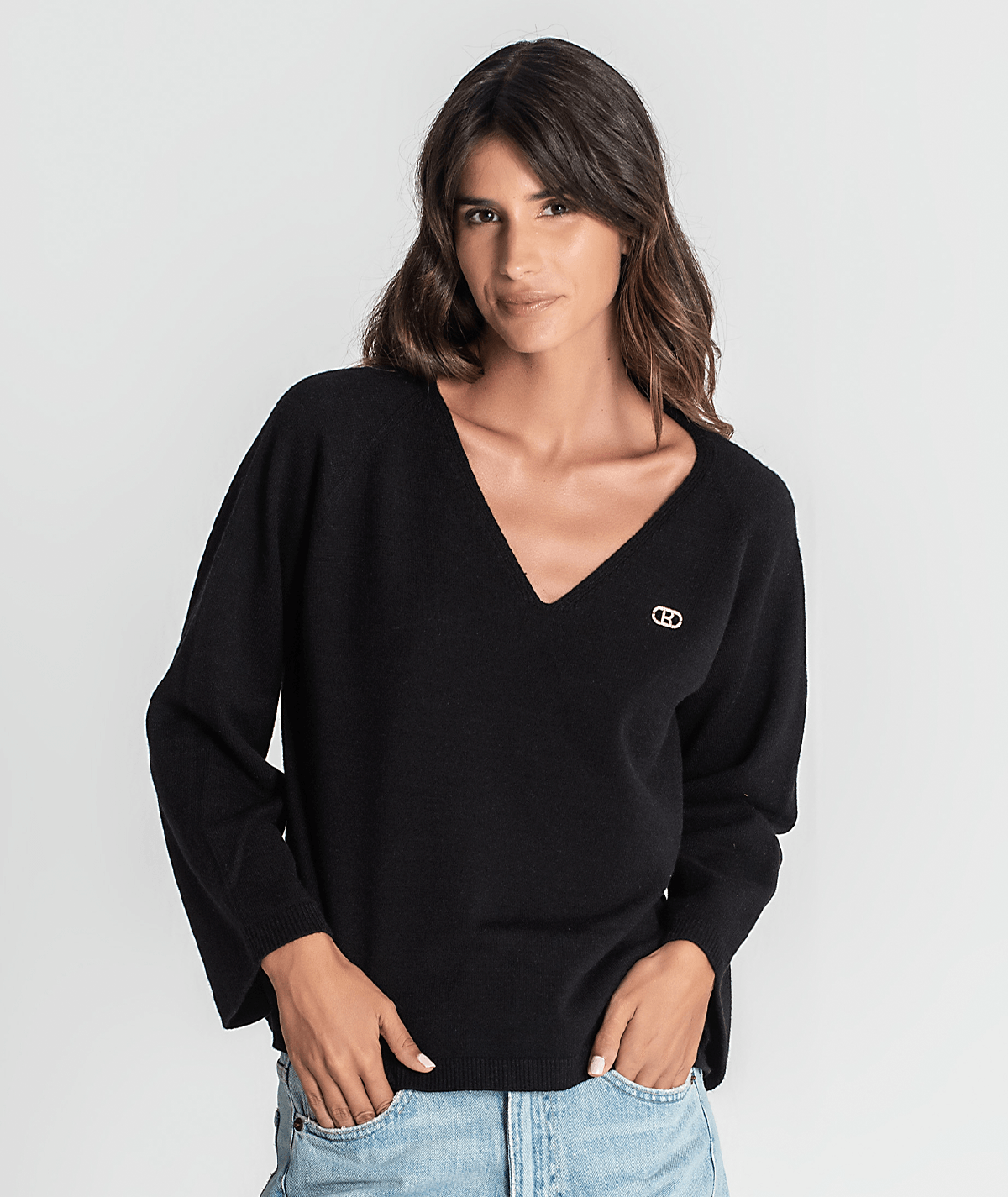 Camisola decote em v com detalhe 3330