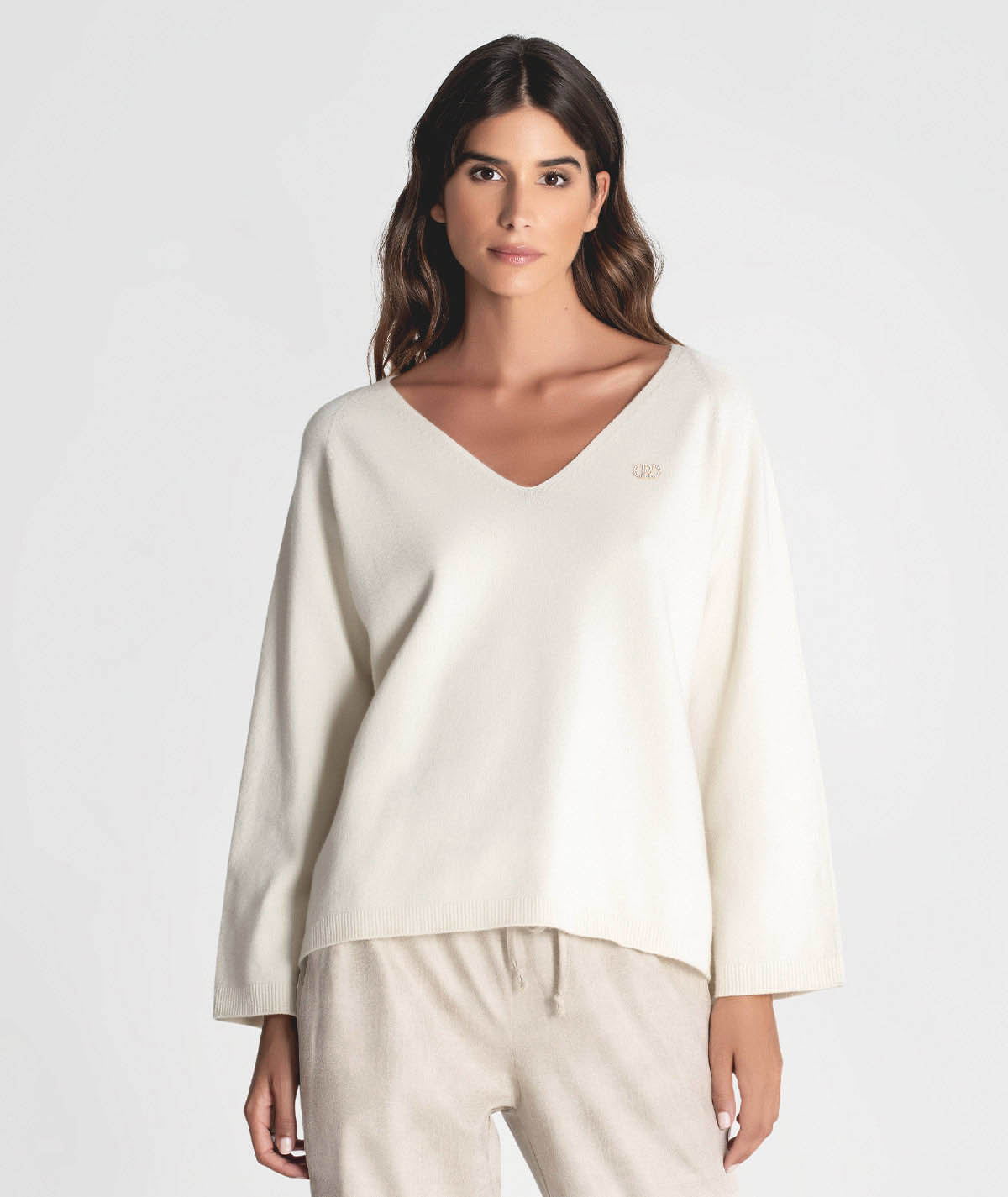 Camisola decote em v com detalhe 3330