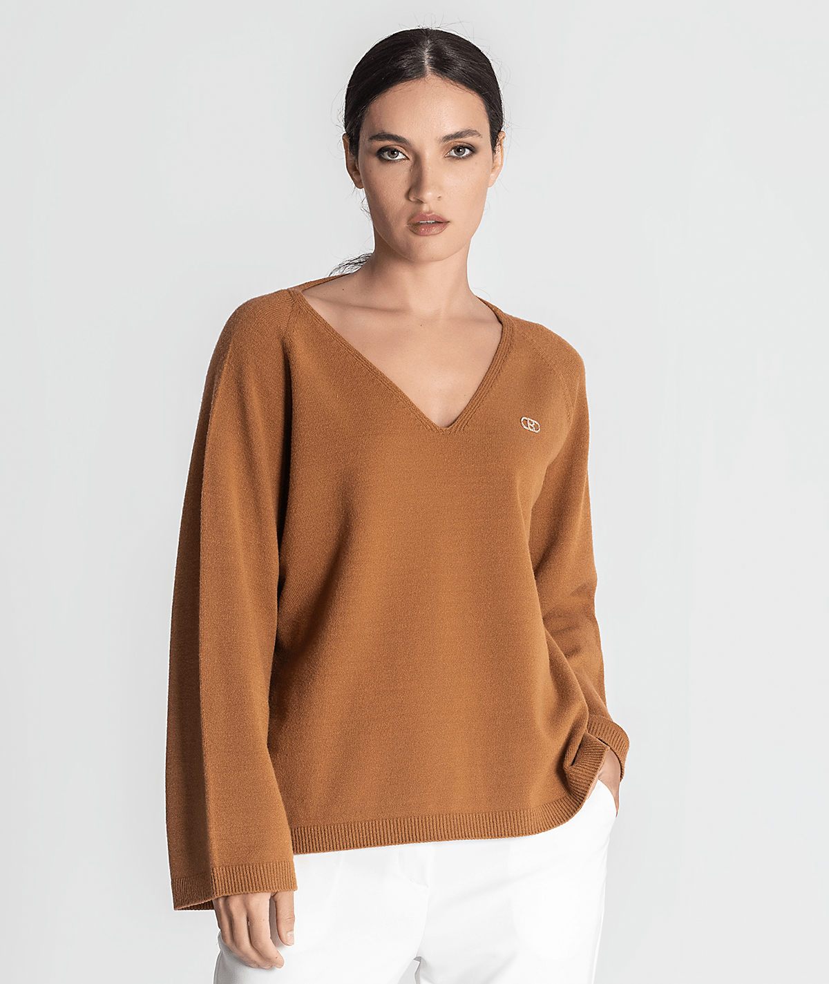 Camisola decote em v com detalhe 3330