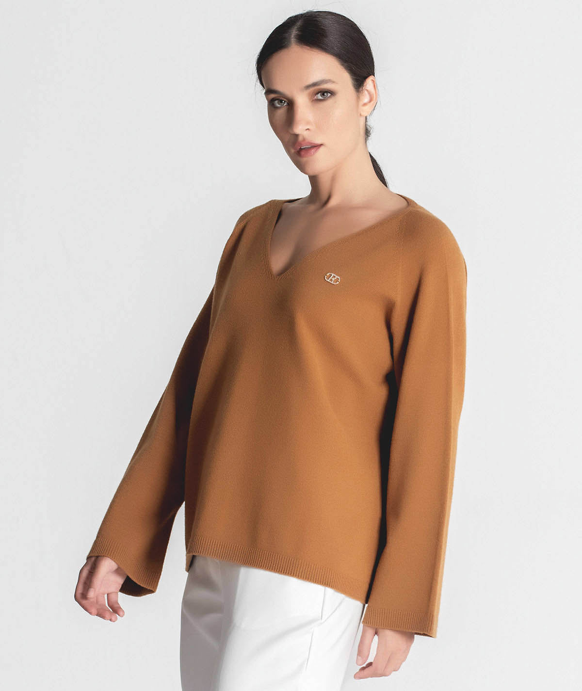 Camisola decote em v com detalhe 3330