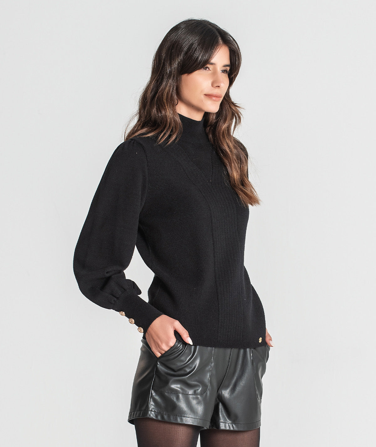 Camisola com botões nos punhos 3348