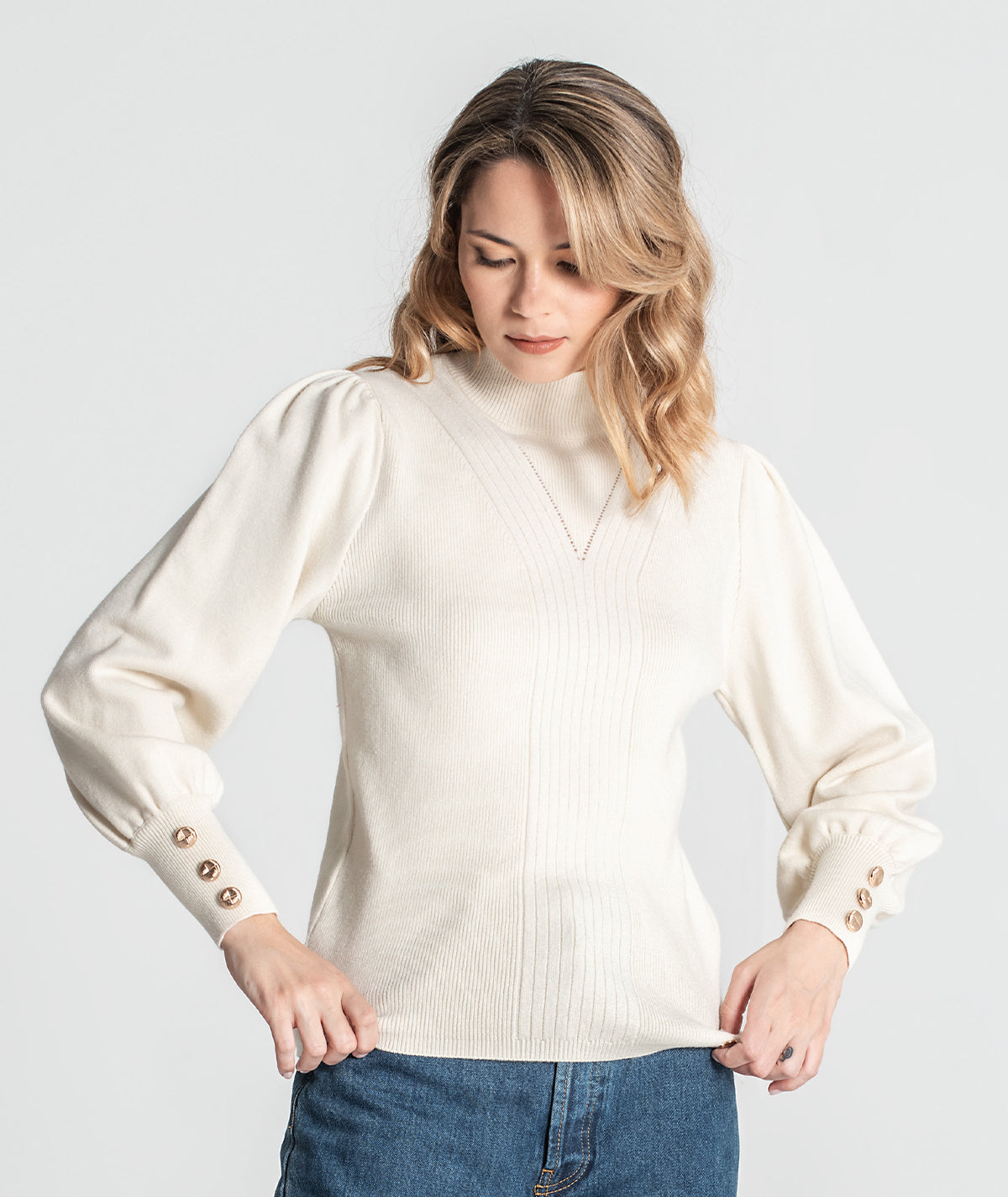 Camisola com botões nos punhos 3348