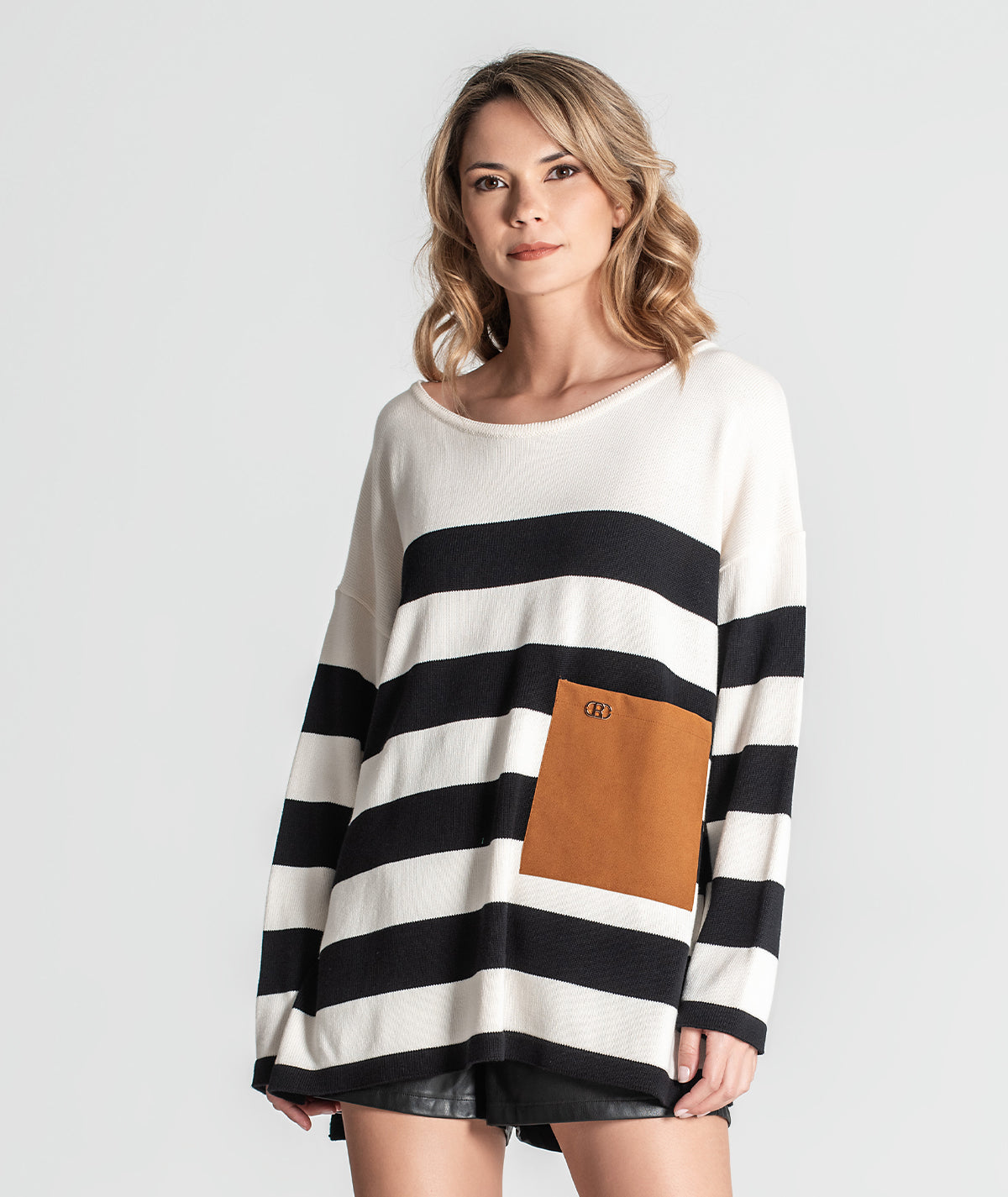 Camisola riscas com bolso 3355