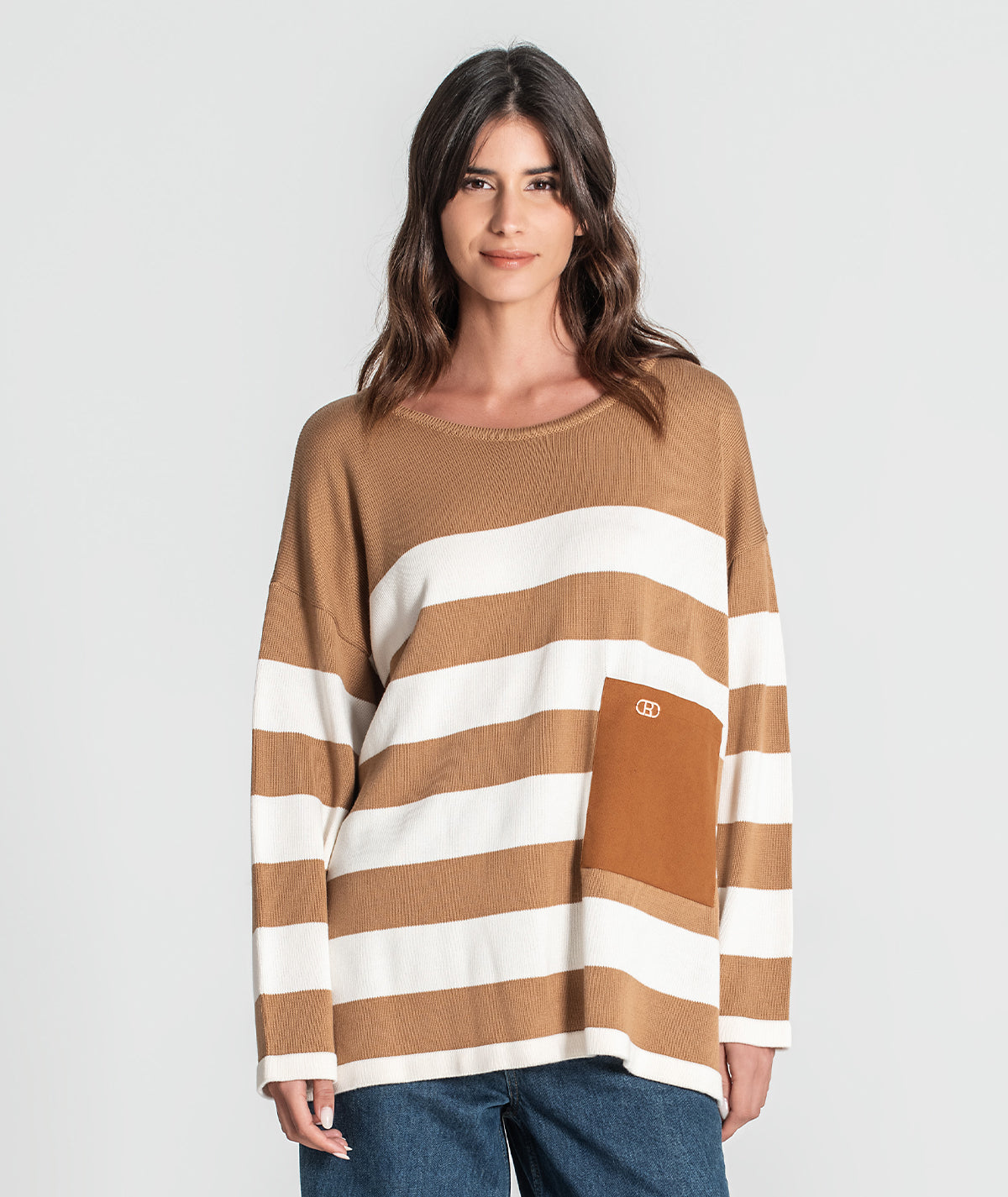 Camisola riscas com bolso 3355