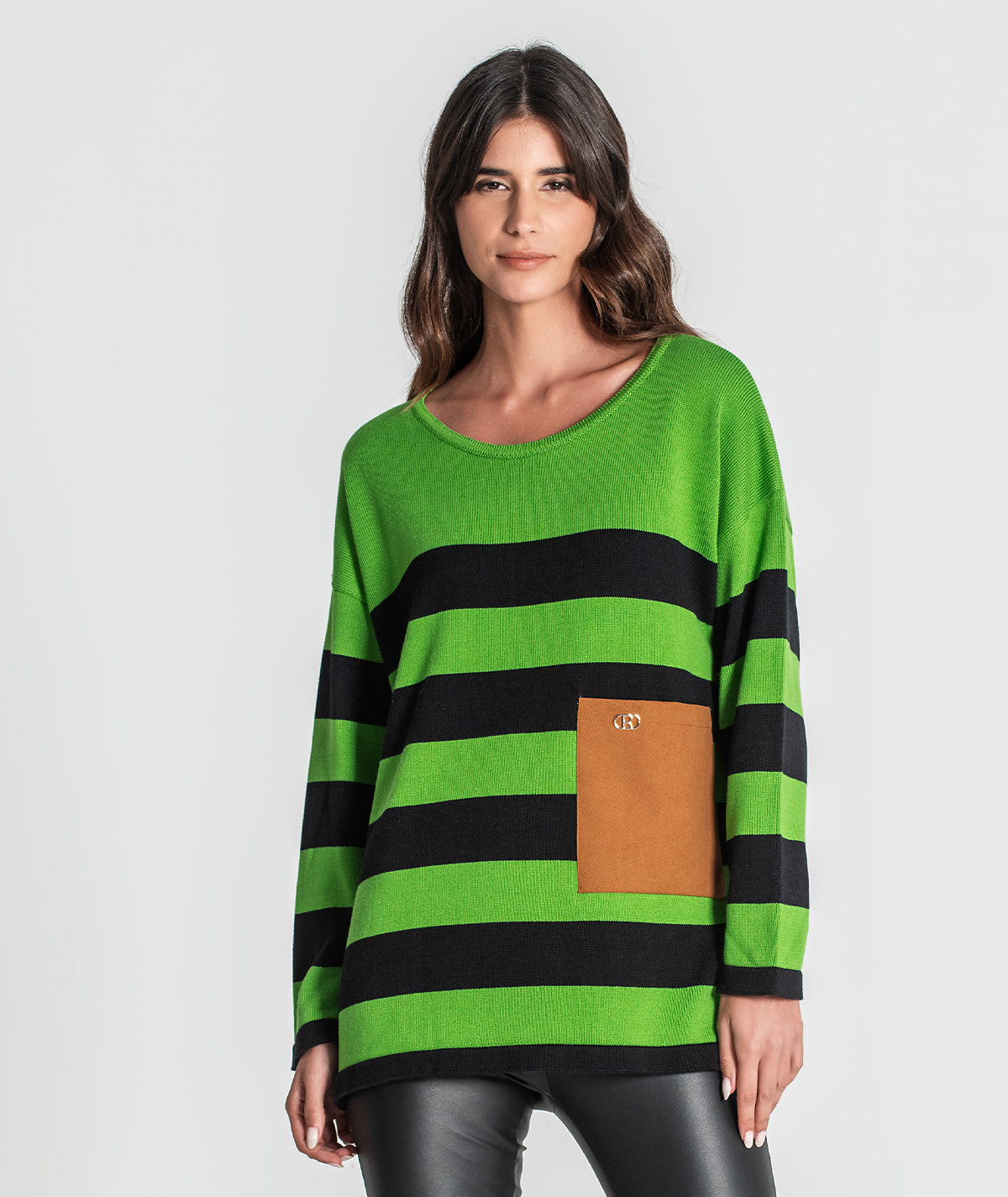 Camisola riscas com bolso 3355