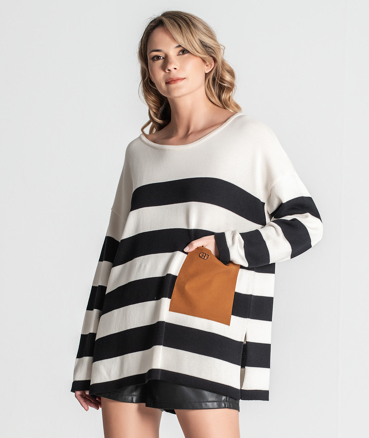 Camisola riscas com bolso 3355