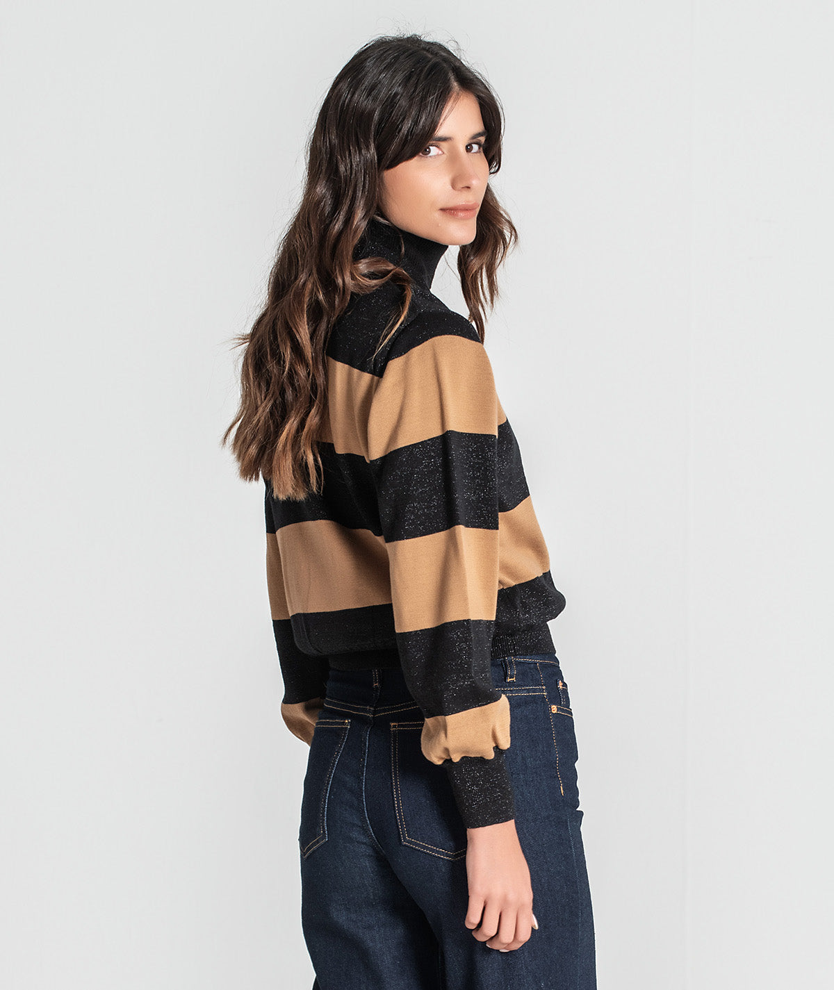 Casaco riscas com lurex 3356