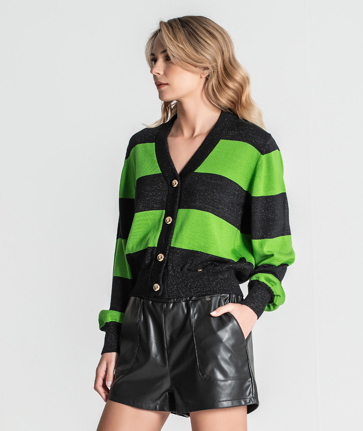 Casaco riscas com lurex 3356