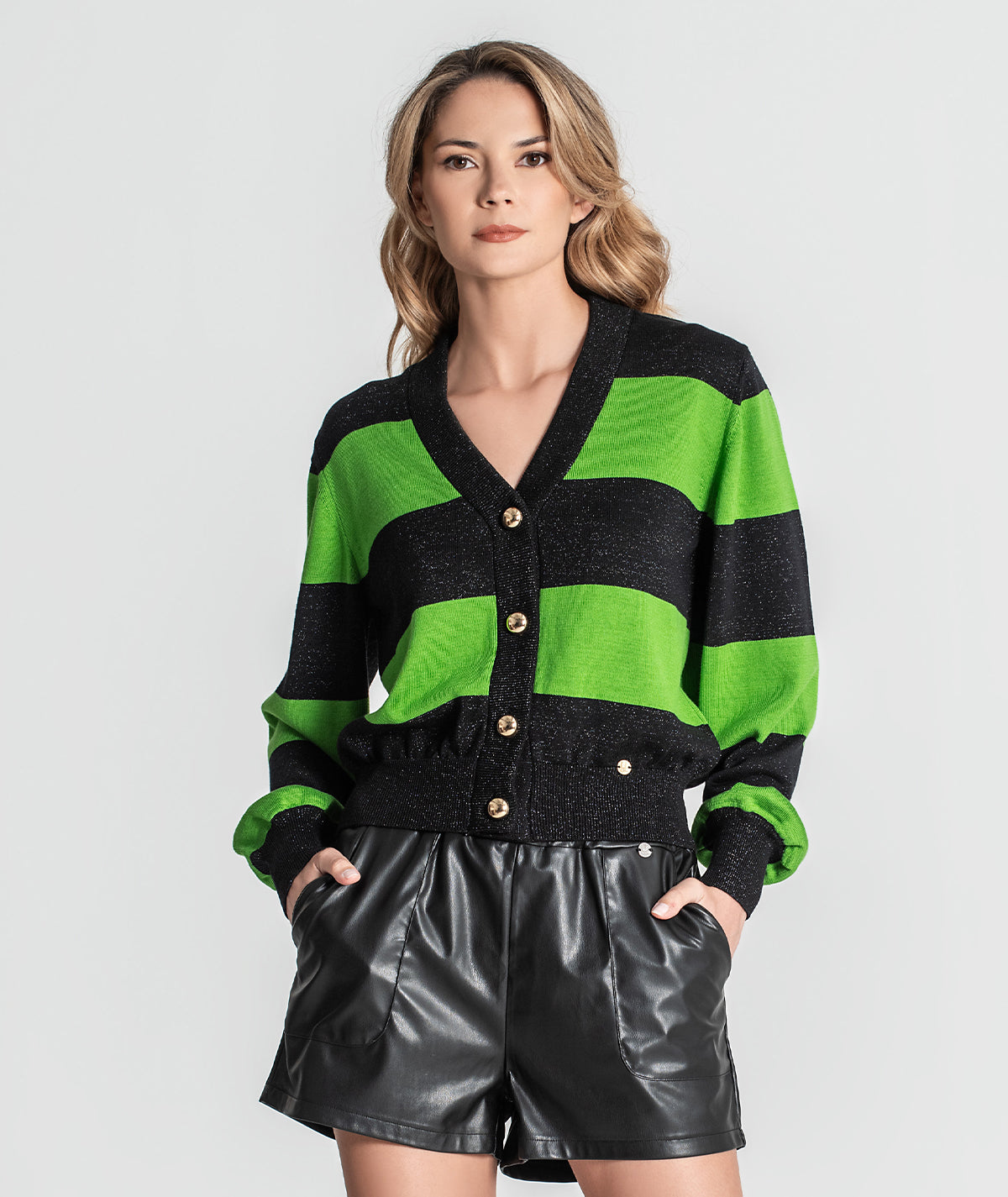 Casaco riscas com lurex 3356