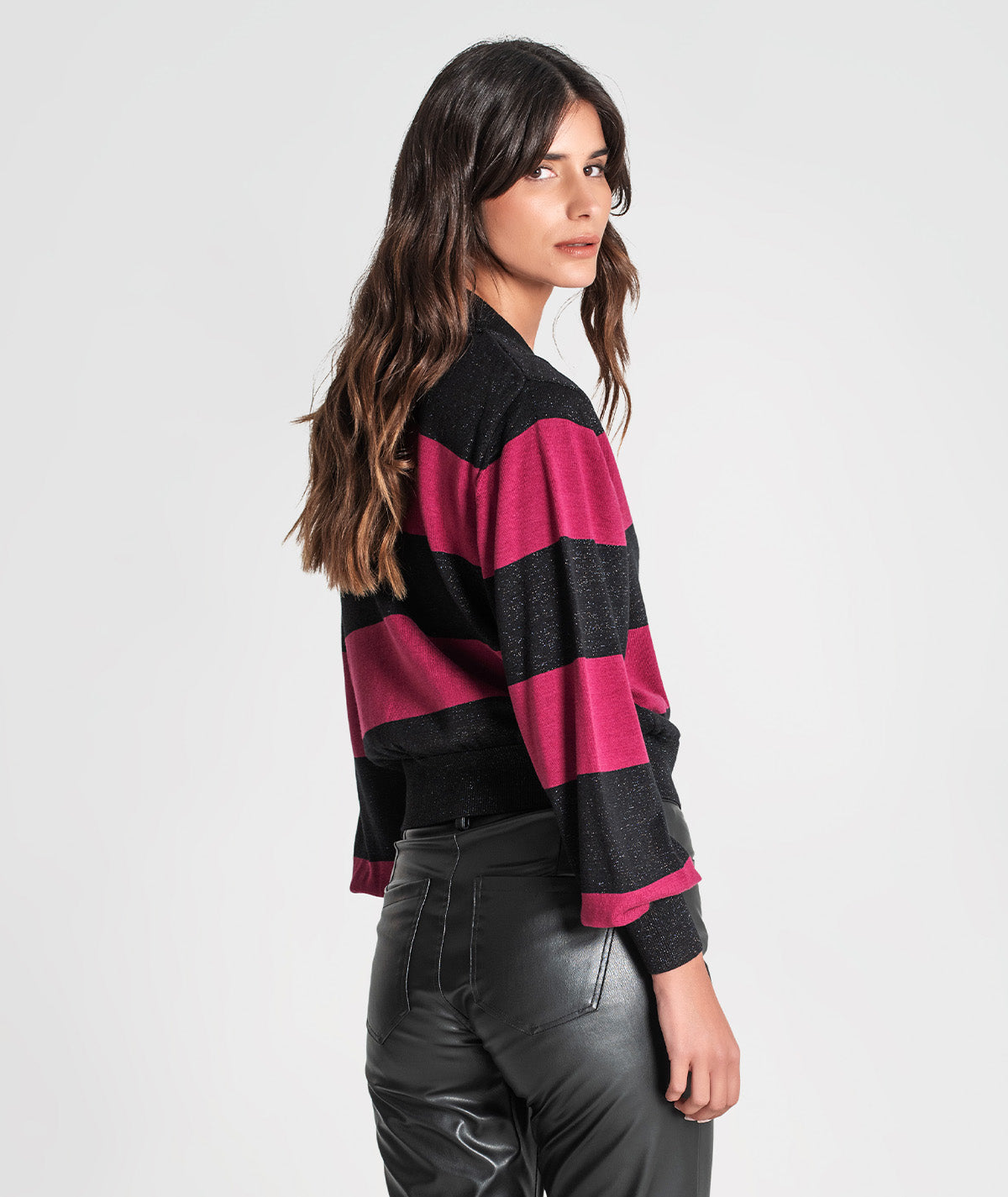 Casaco riscas com lurex 3356