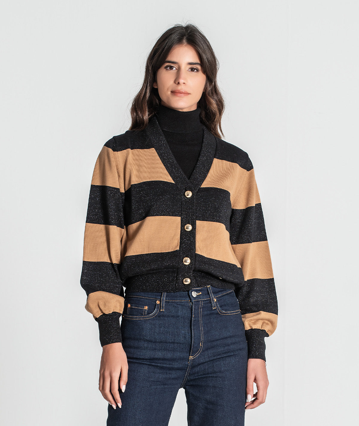 Casaco riscas com lurex 3356