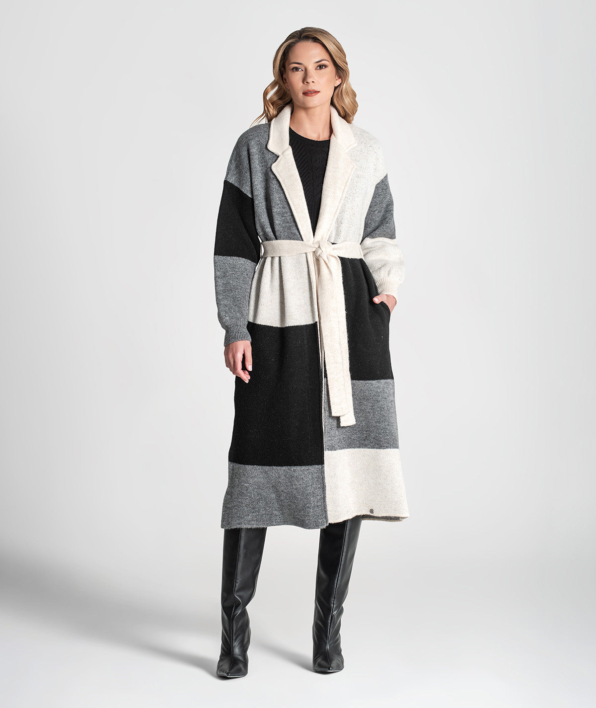 Casaco comprido colorblock 3359