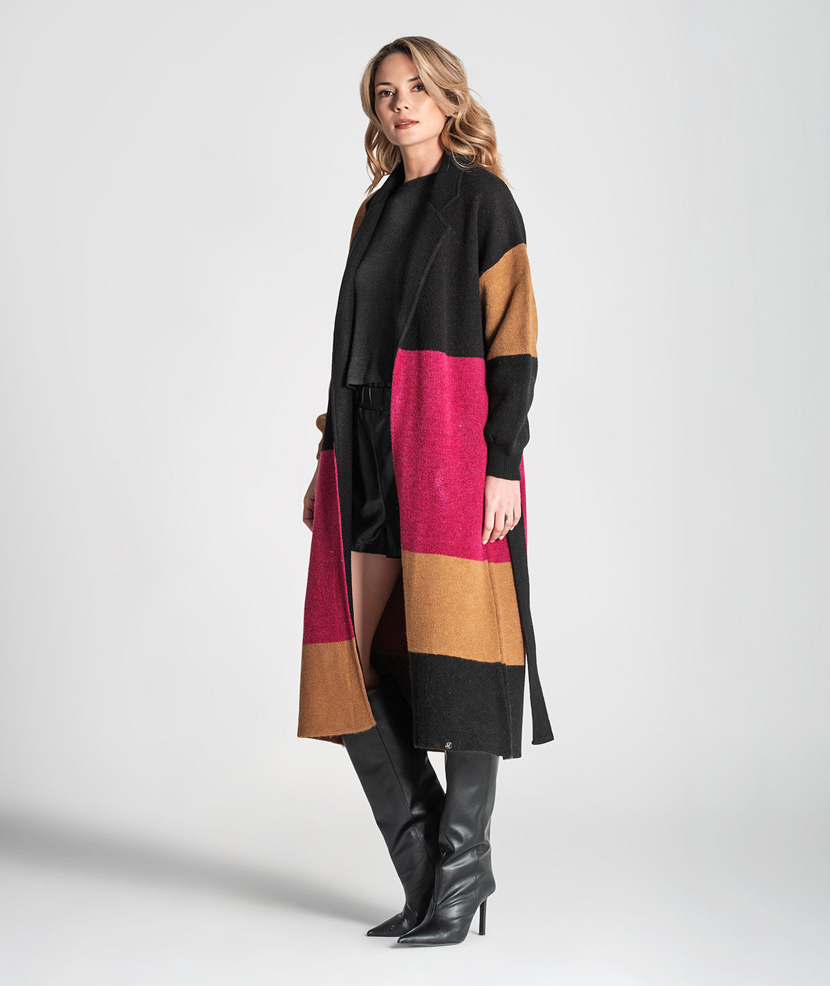 Casaco comprido colorblock 3359