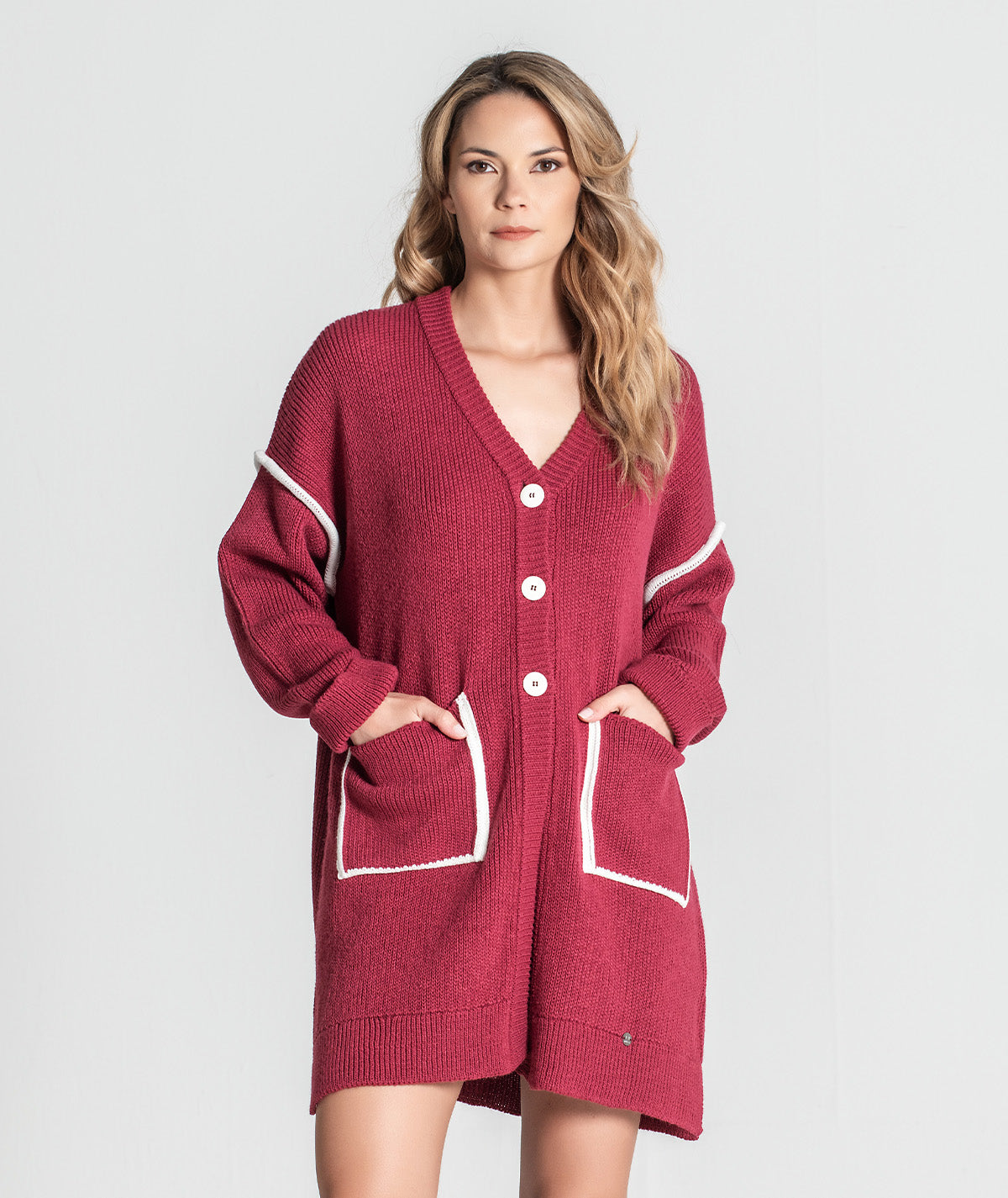 Casaco com bolsos e contrastes 3362