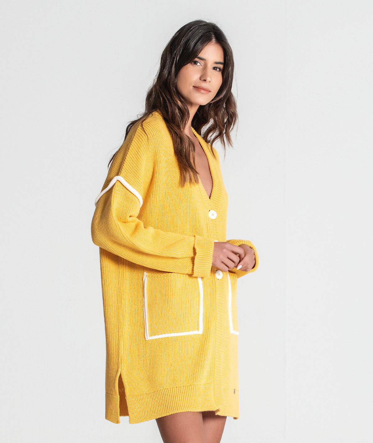 Casaco com bolsos e contrastes 3362