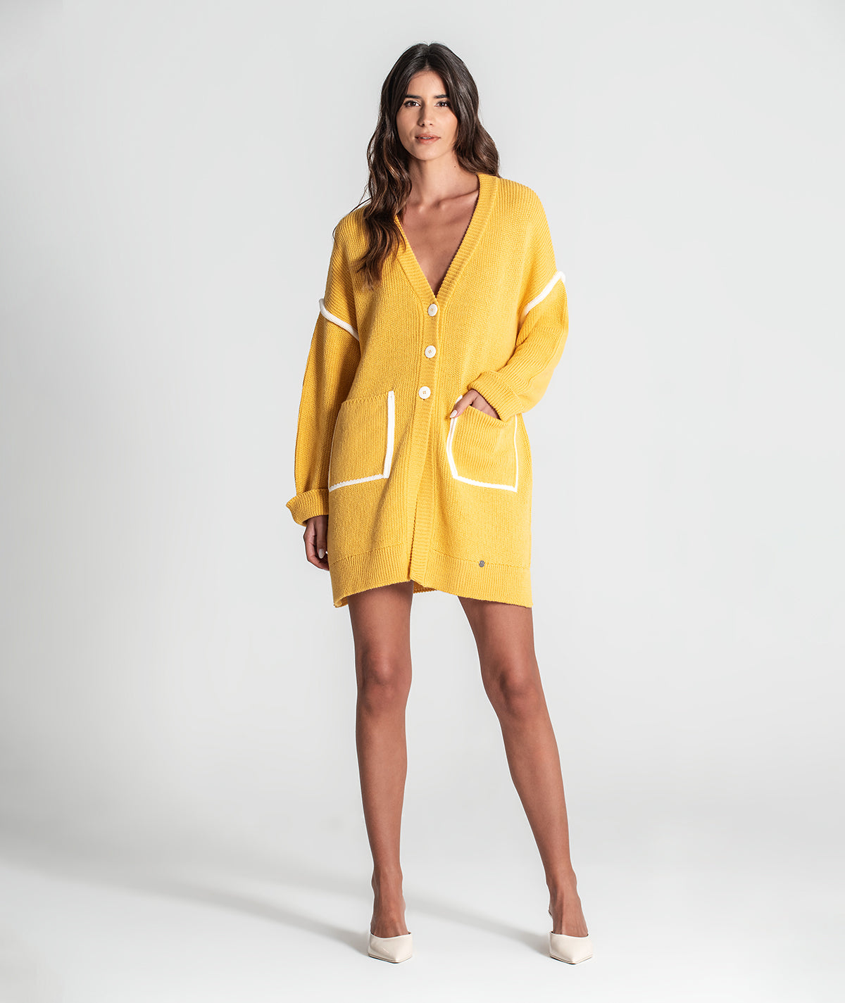 Casaco com bolsos e contrastes 3362