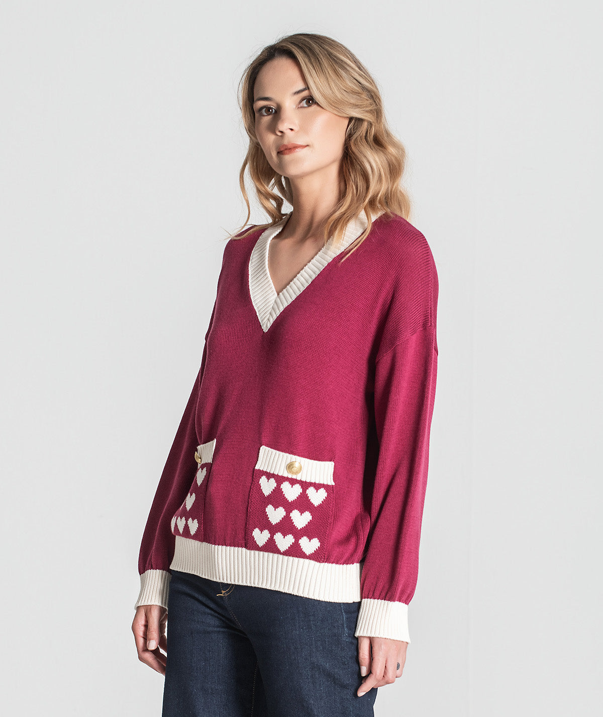 Camisola corações nos bolsos 3364