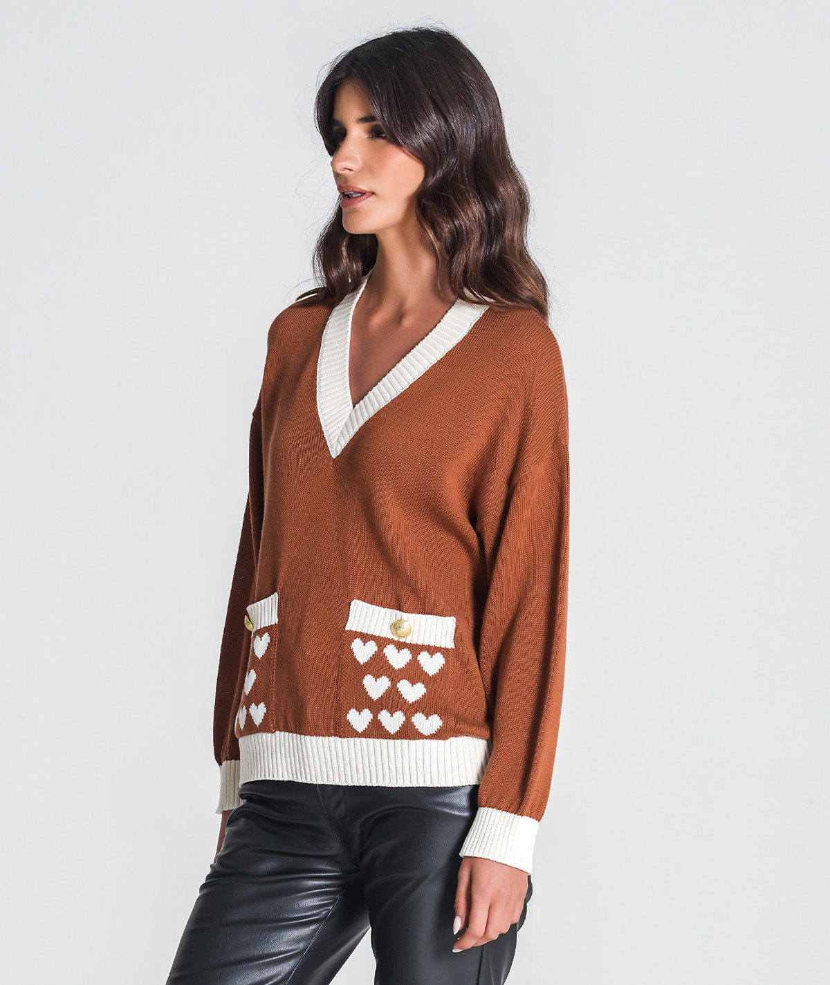 Camisola corações nos bolsos 3364