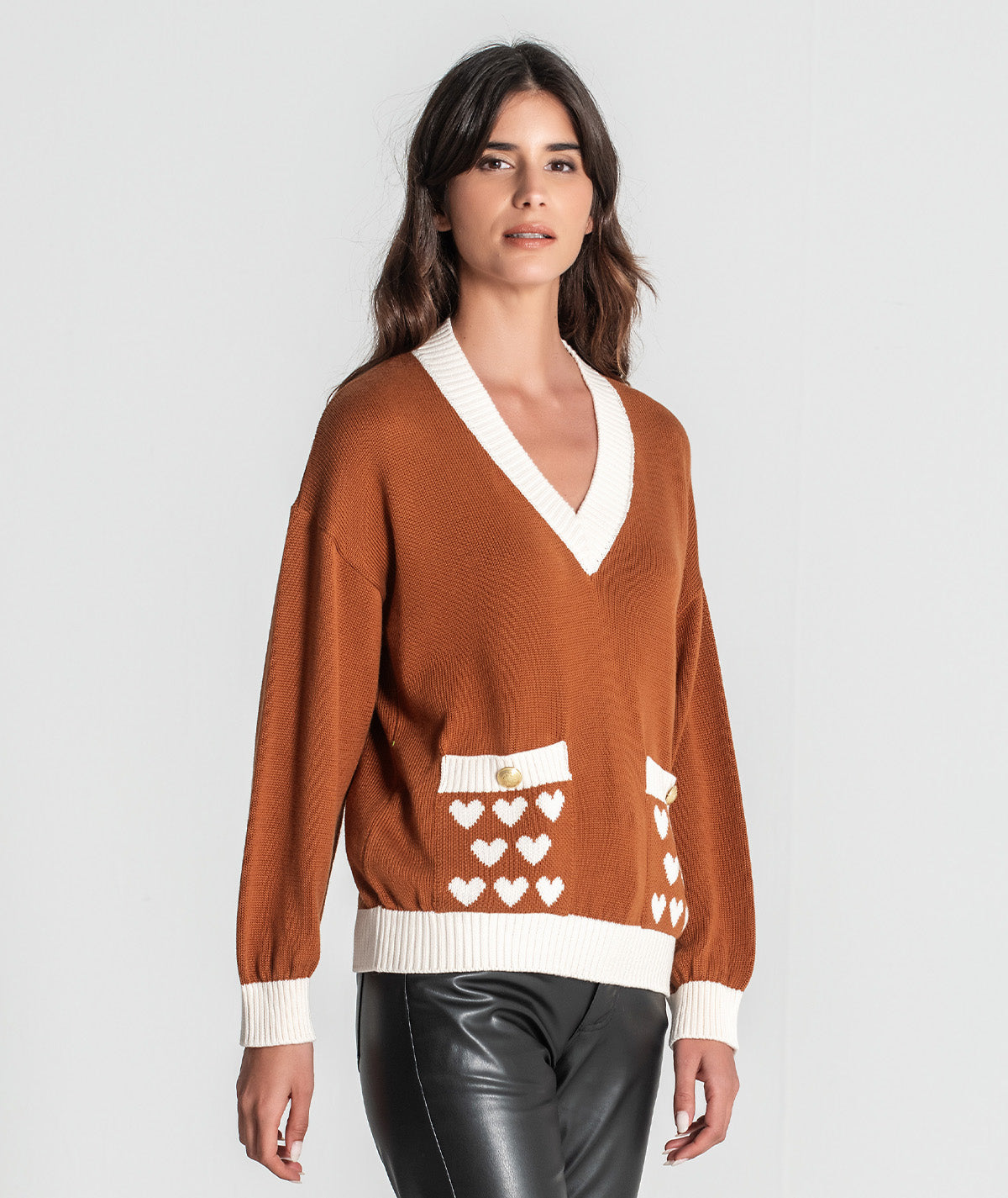 Camisola corações nos bolsos 3364