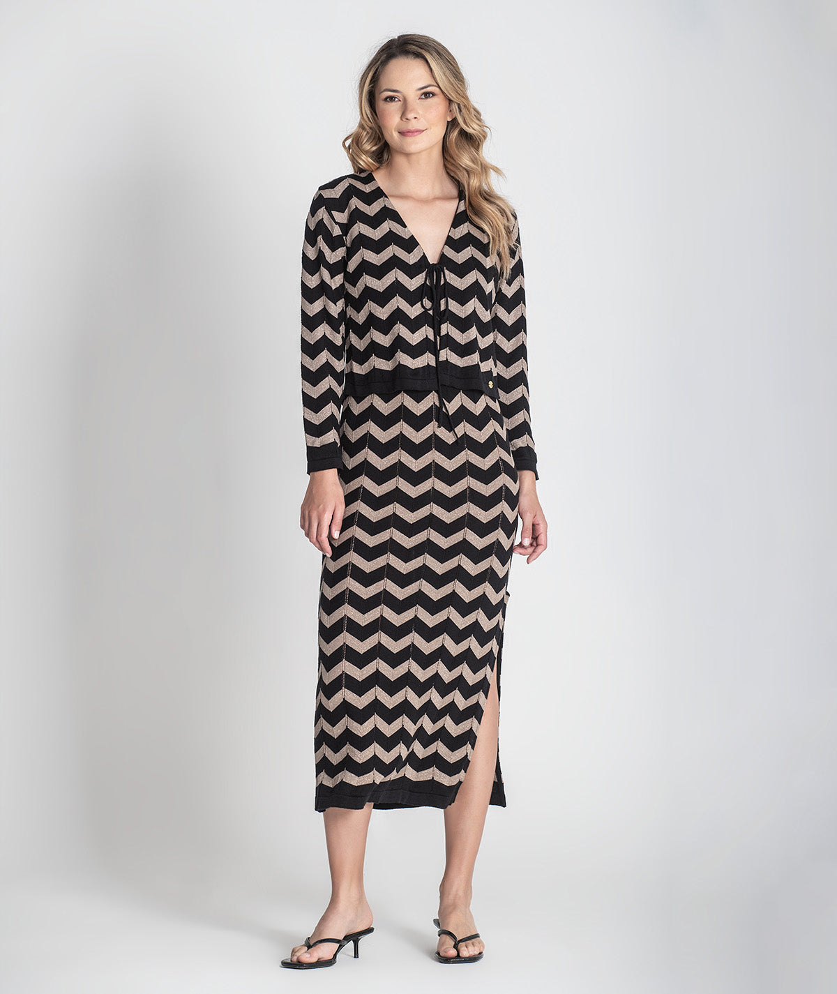 Casaco curto zigzag com brilho 3383