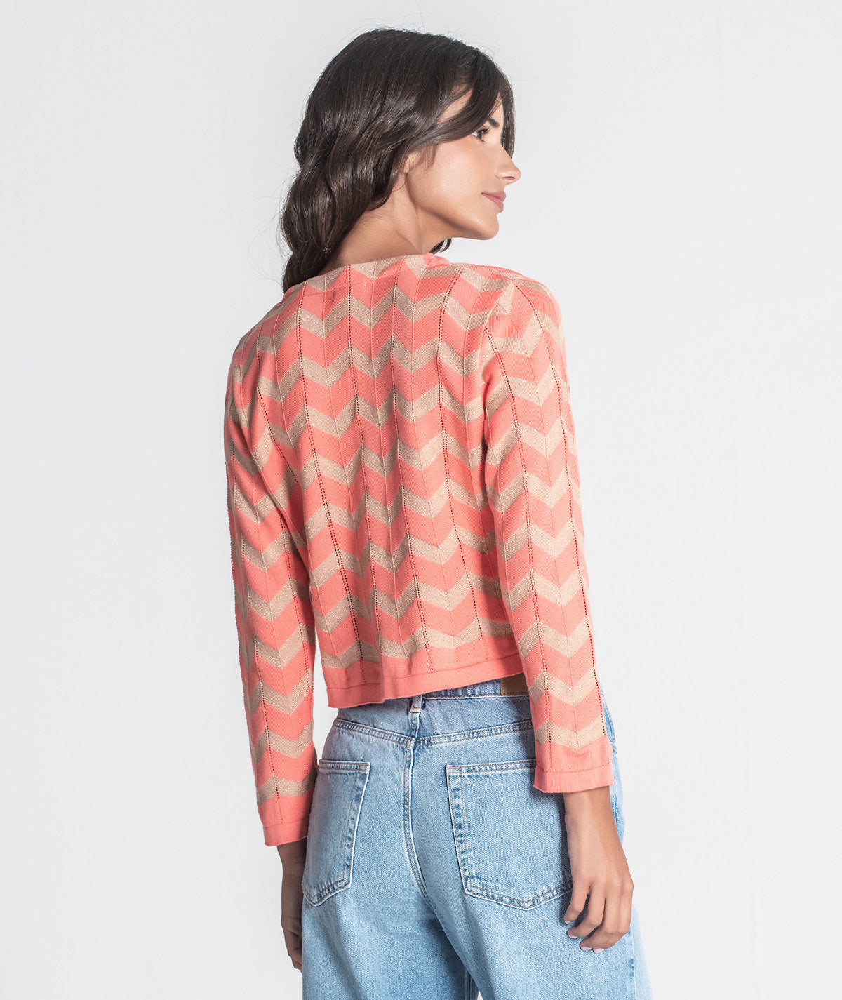 Casaco curto zigzag com brilho 3383