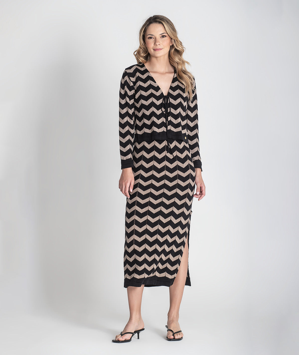 Vestido zigzag com brilho 3384