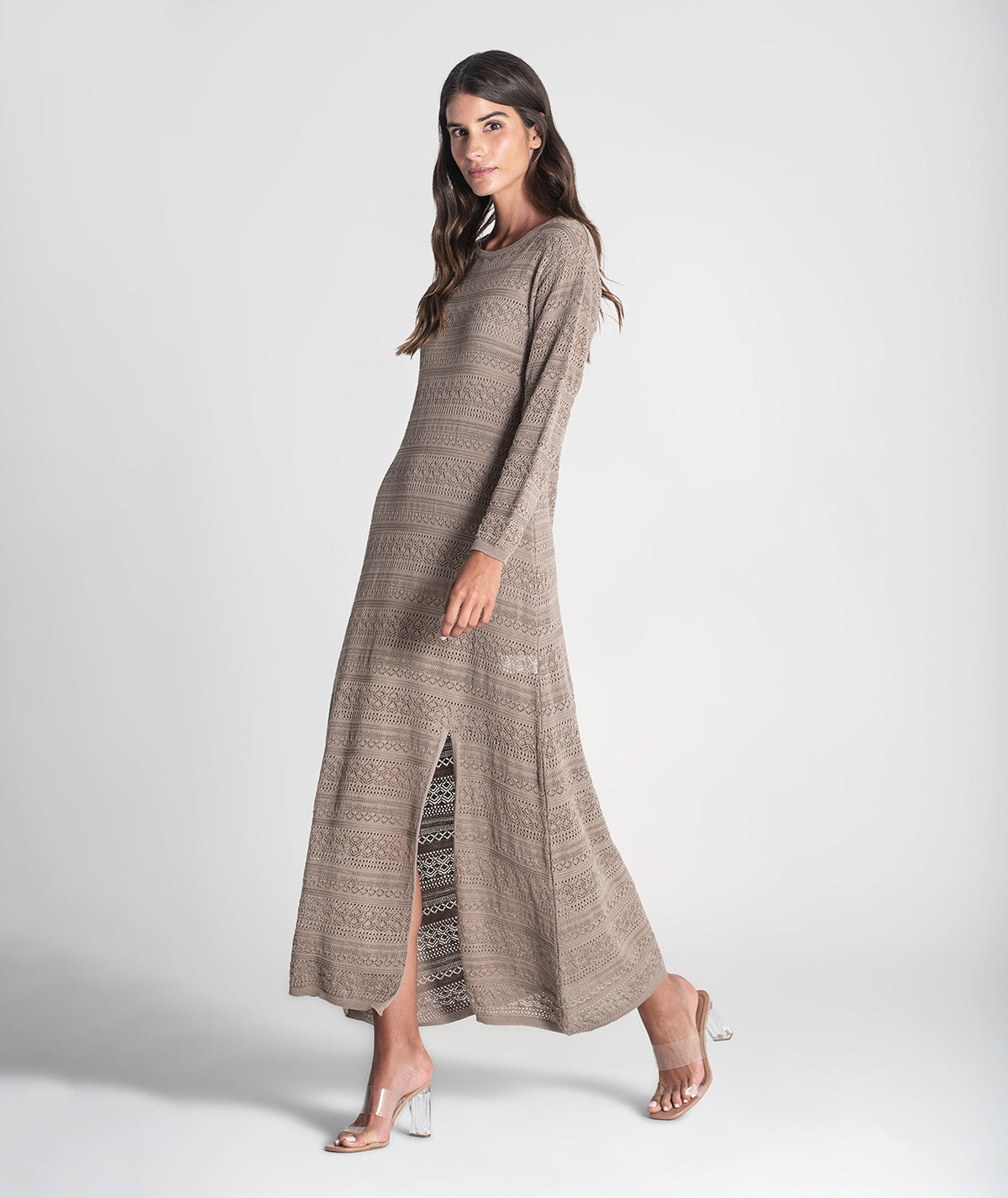 Vestido comprido perfurado 3390