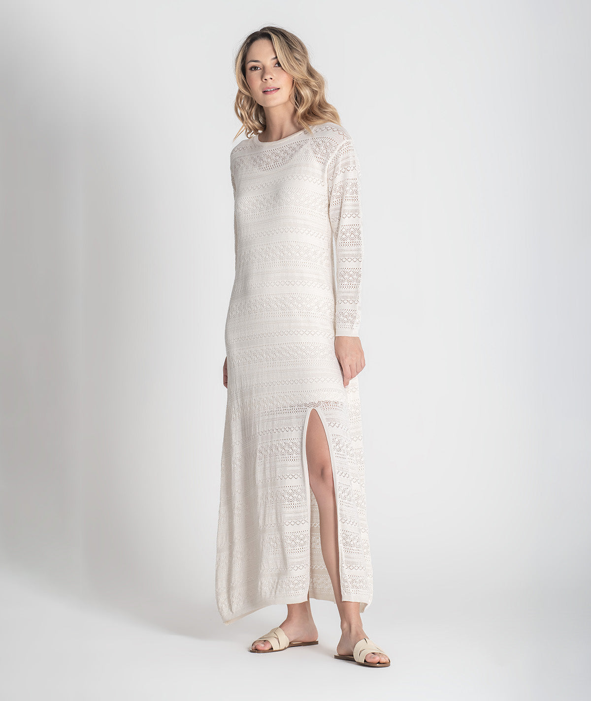 Vestido comprido perfurado 3390