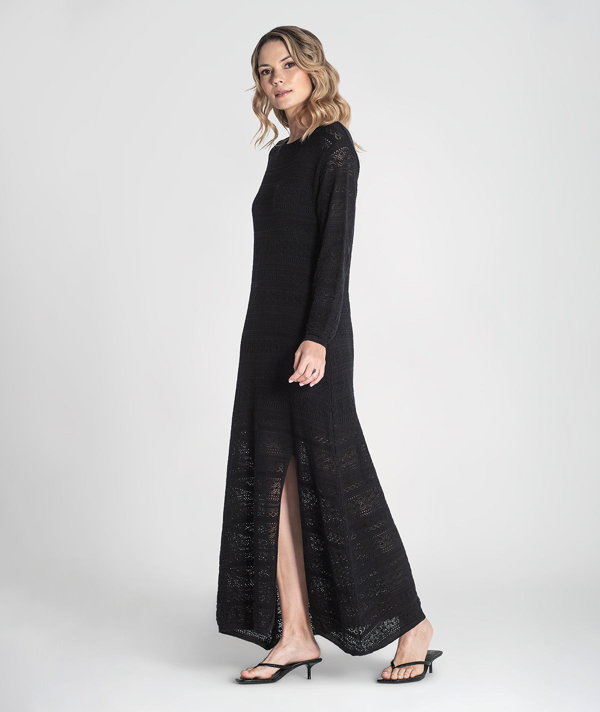 Vestido comprido perfurado 3390