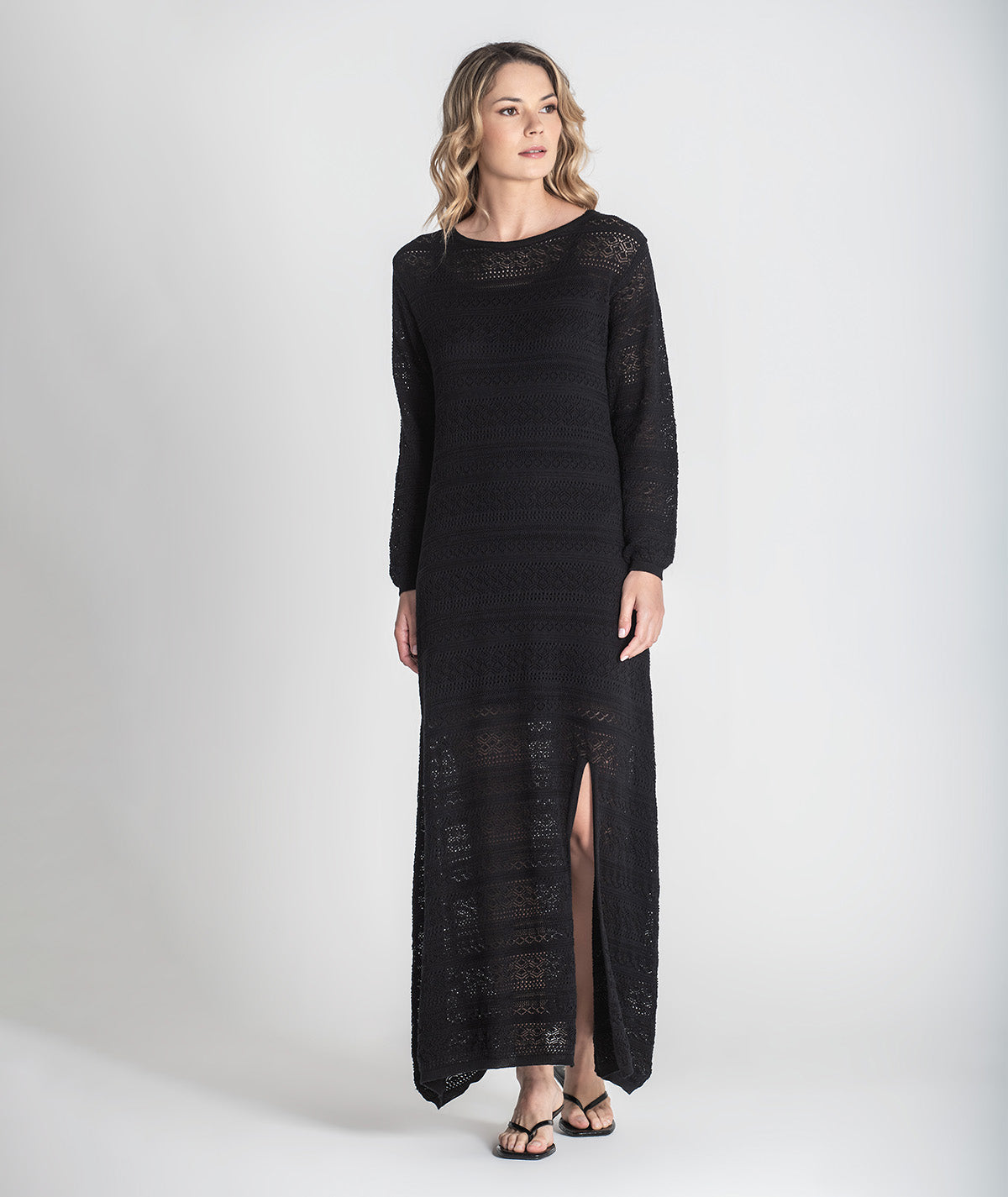 Vestido comprido perfurado 3390