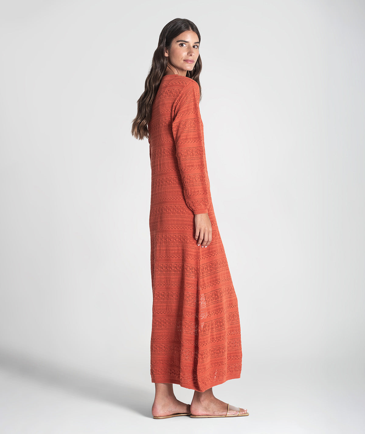 Vestido comprido perfurado 3390