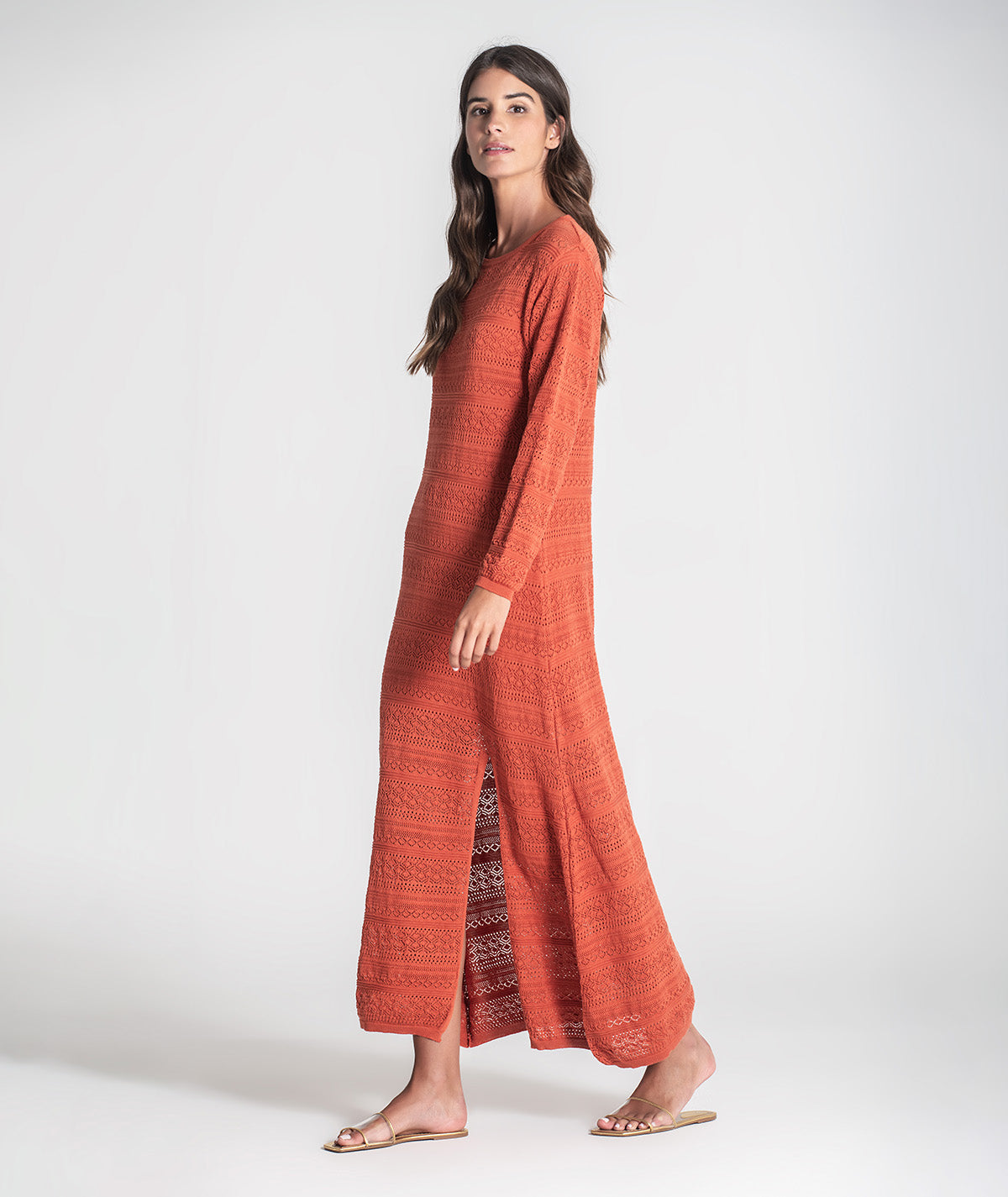 Vestido comprido perfurado 3390