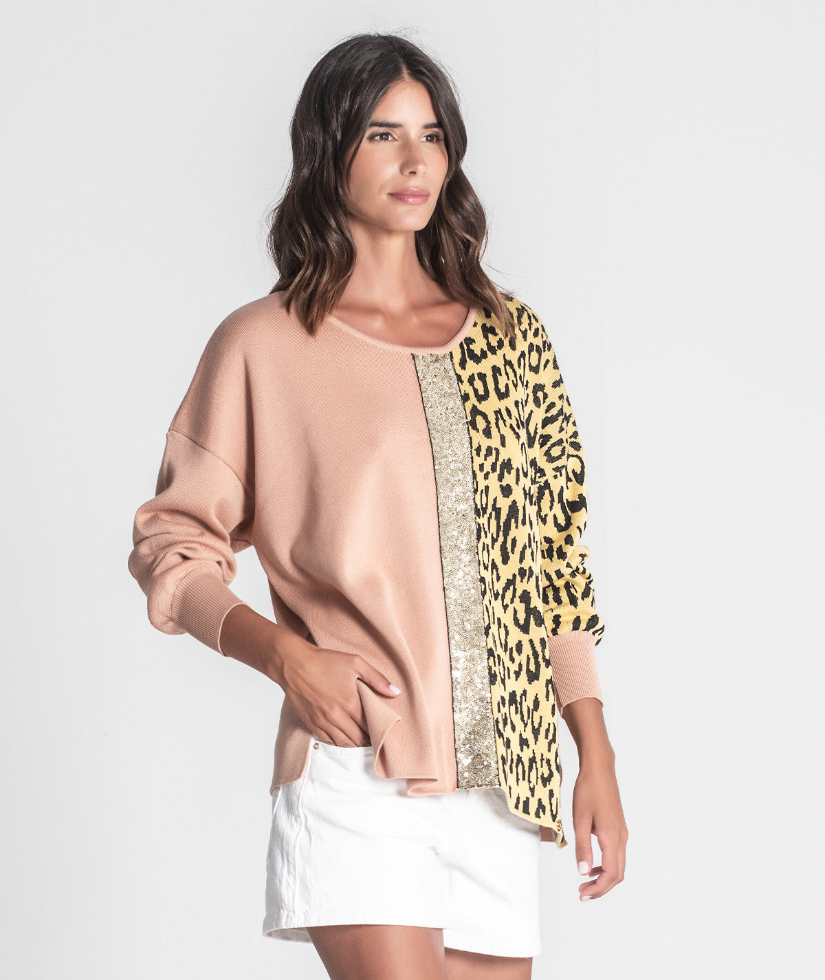 Camisola animal print com lantejoulas 3398