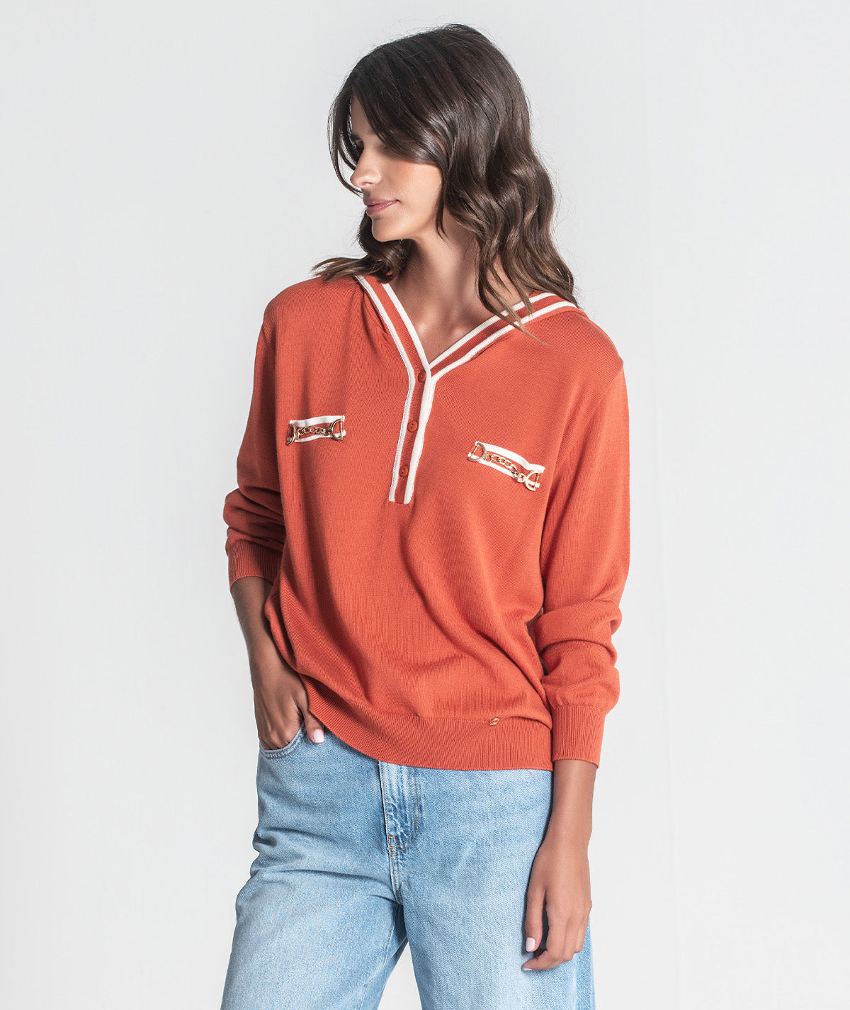 Camisola com capucho e contrastes 3406