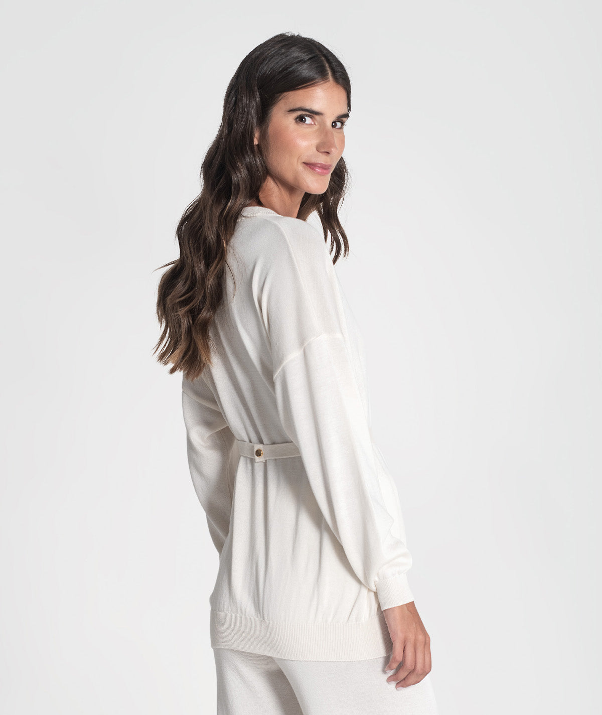 Camisola decote em v com cinto 3426