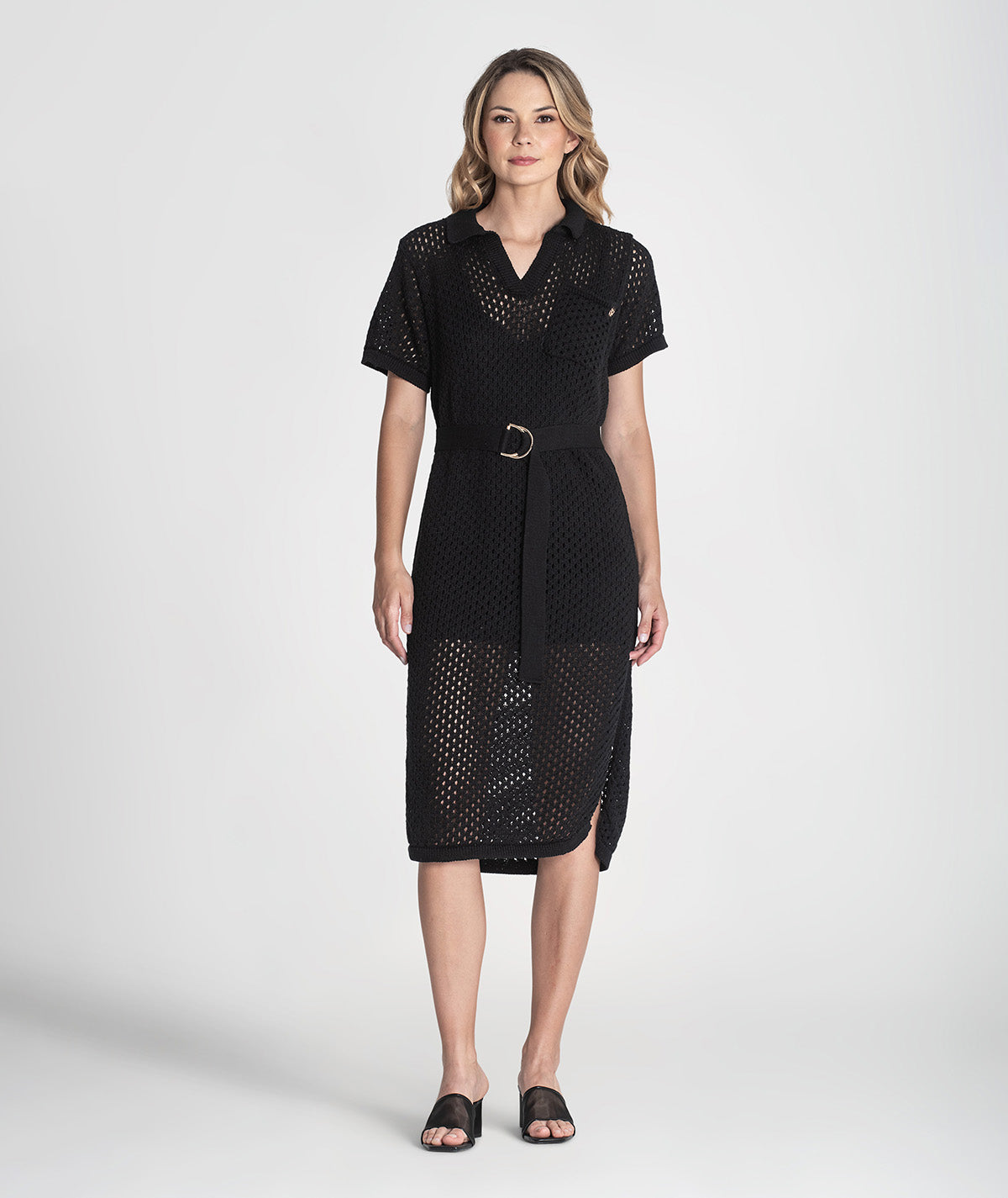 Vestido perfurado com chapa r no bolso 3428