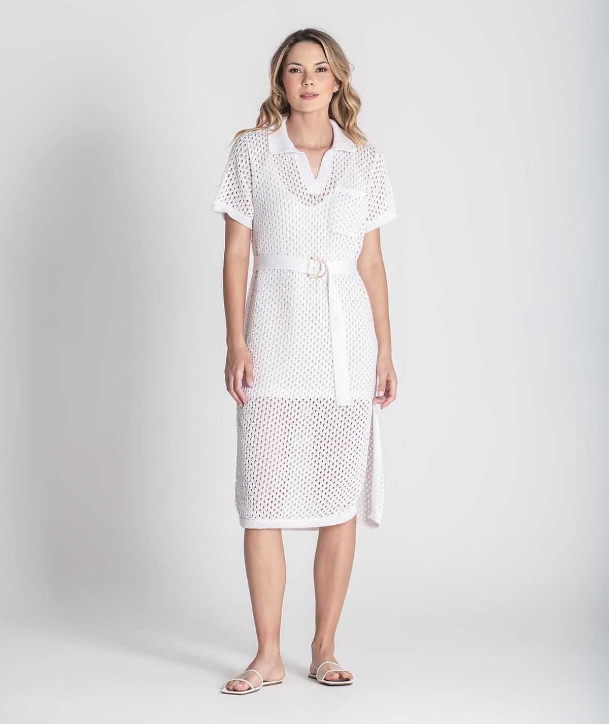 Vestido perfurado com chapa r no bolso 3428