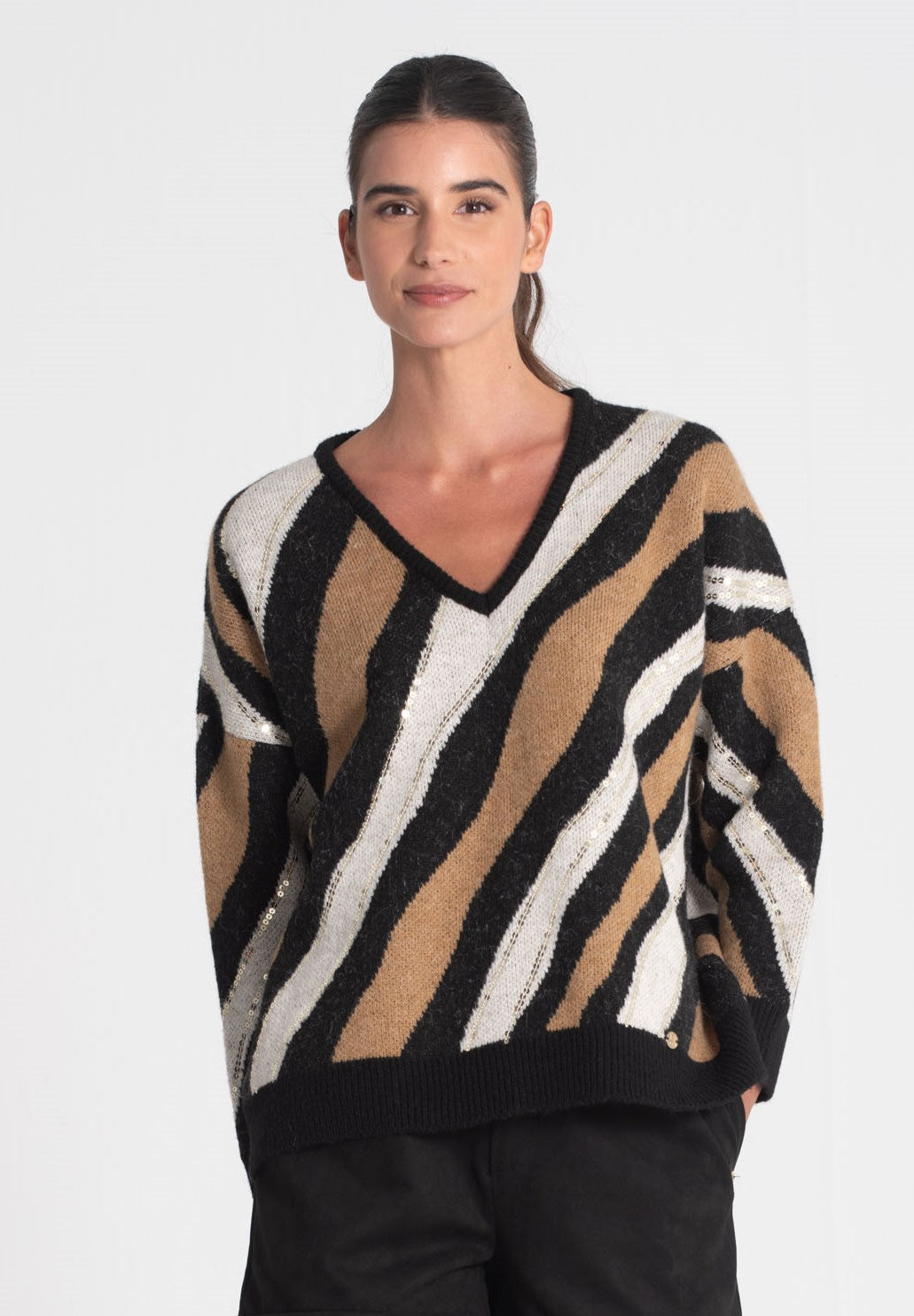 Camisola animal print com lantejoulas 3435