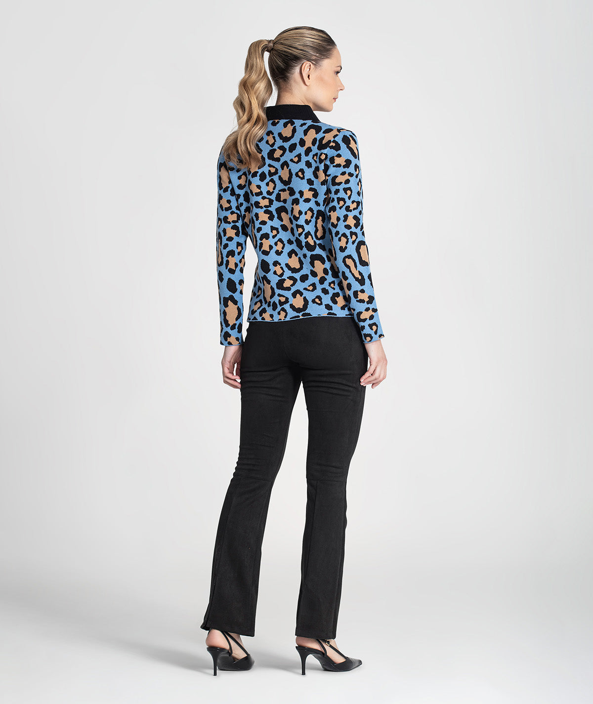 Camisola gola polo print leopardo 3439