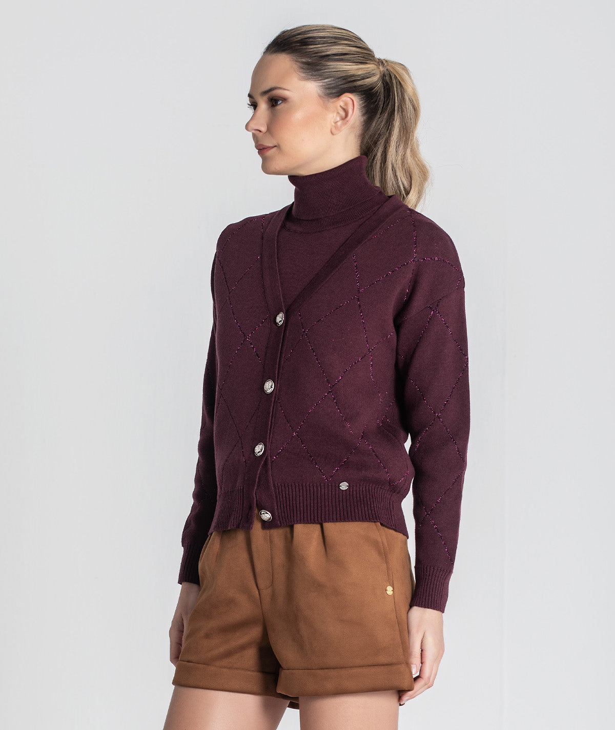 Casaco com losangos e brilho 3448