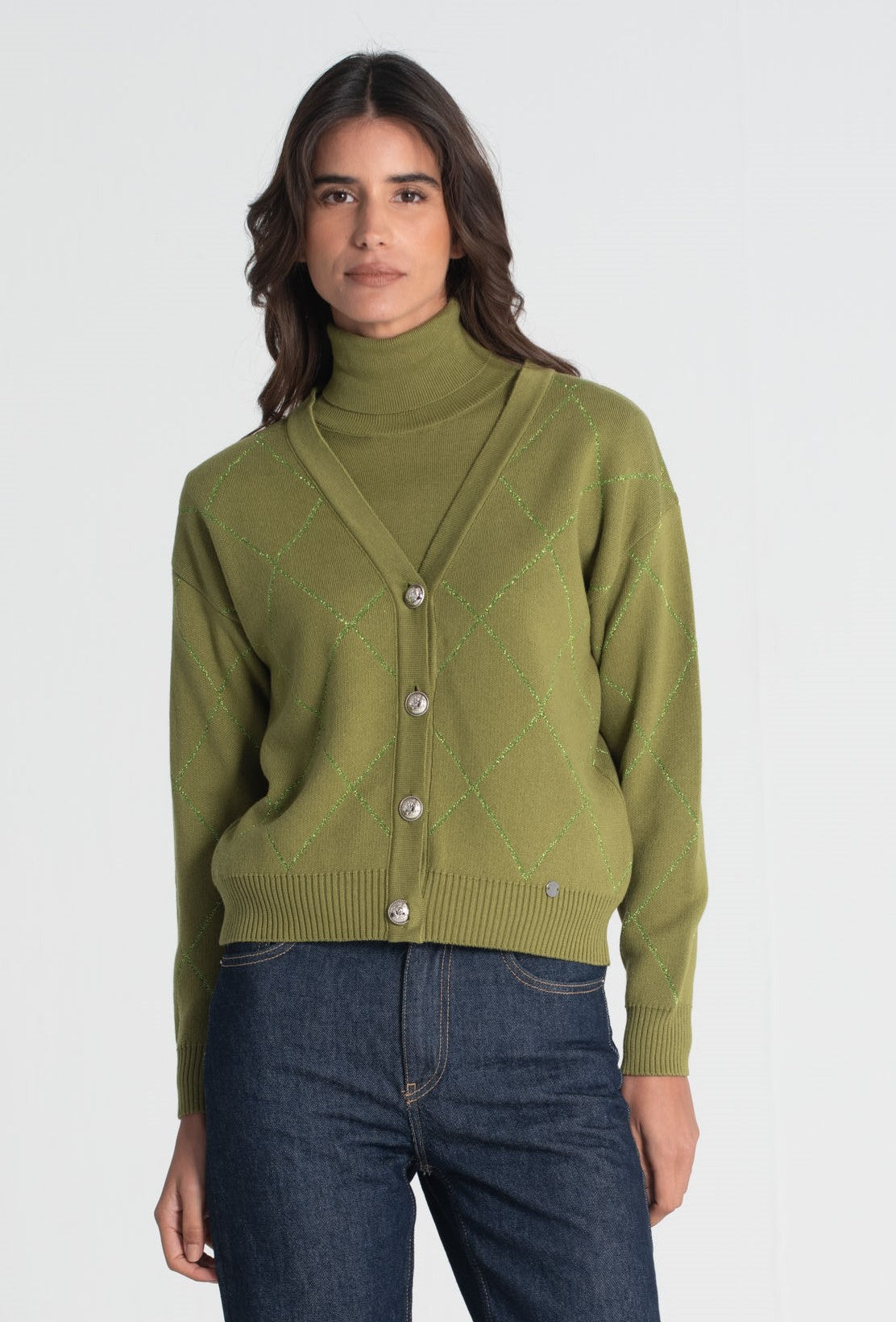 Casaco com losangos e brilho 3448